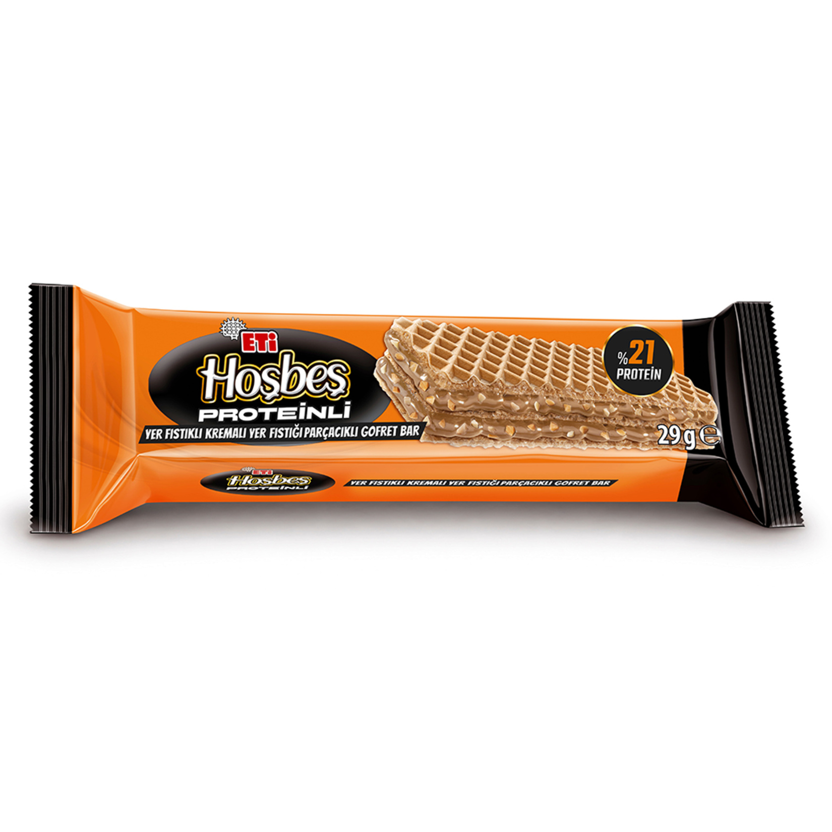 Eti Hoşbeş Proteinli Yer Fıstıklı Kremalı Gofret Bar 29 G