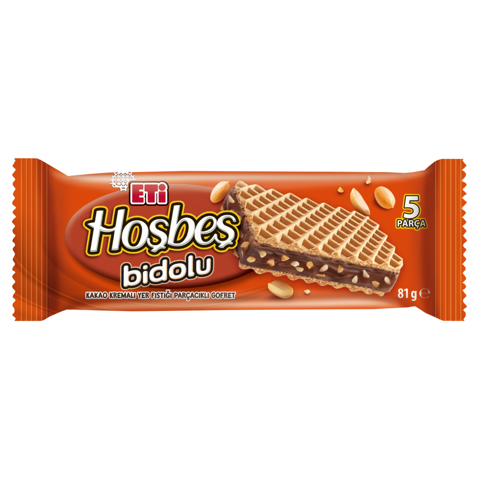 Eti Hoşbeş Bidolu Kakao Kremalı Yer Fıstığı Gofret 81 G - Görsel 1