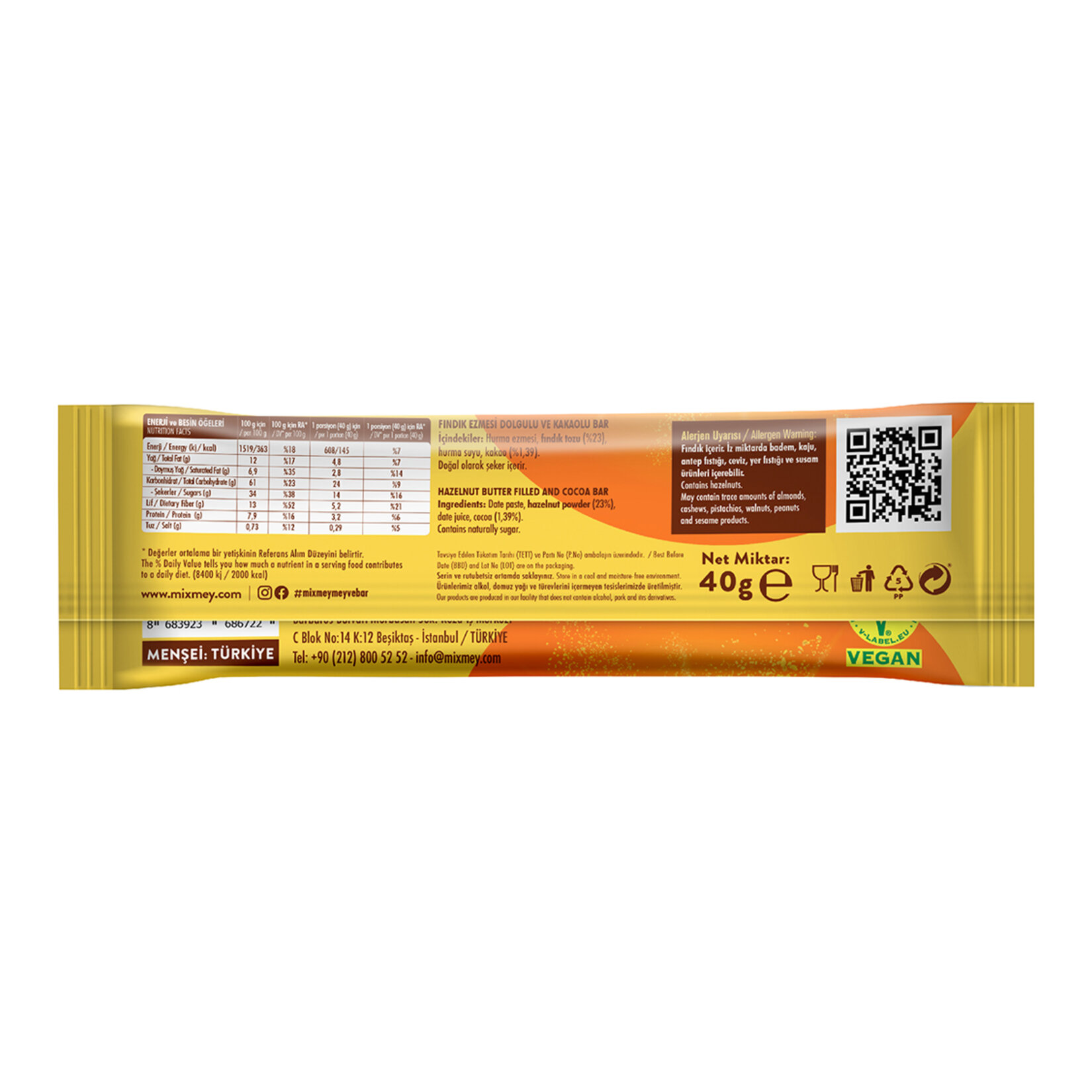 Mixmey Fındık Ezmeli Dolgulu & Kakaolu Lezzet Bombası Bar 40 G - Görsel 2