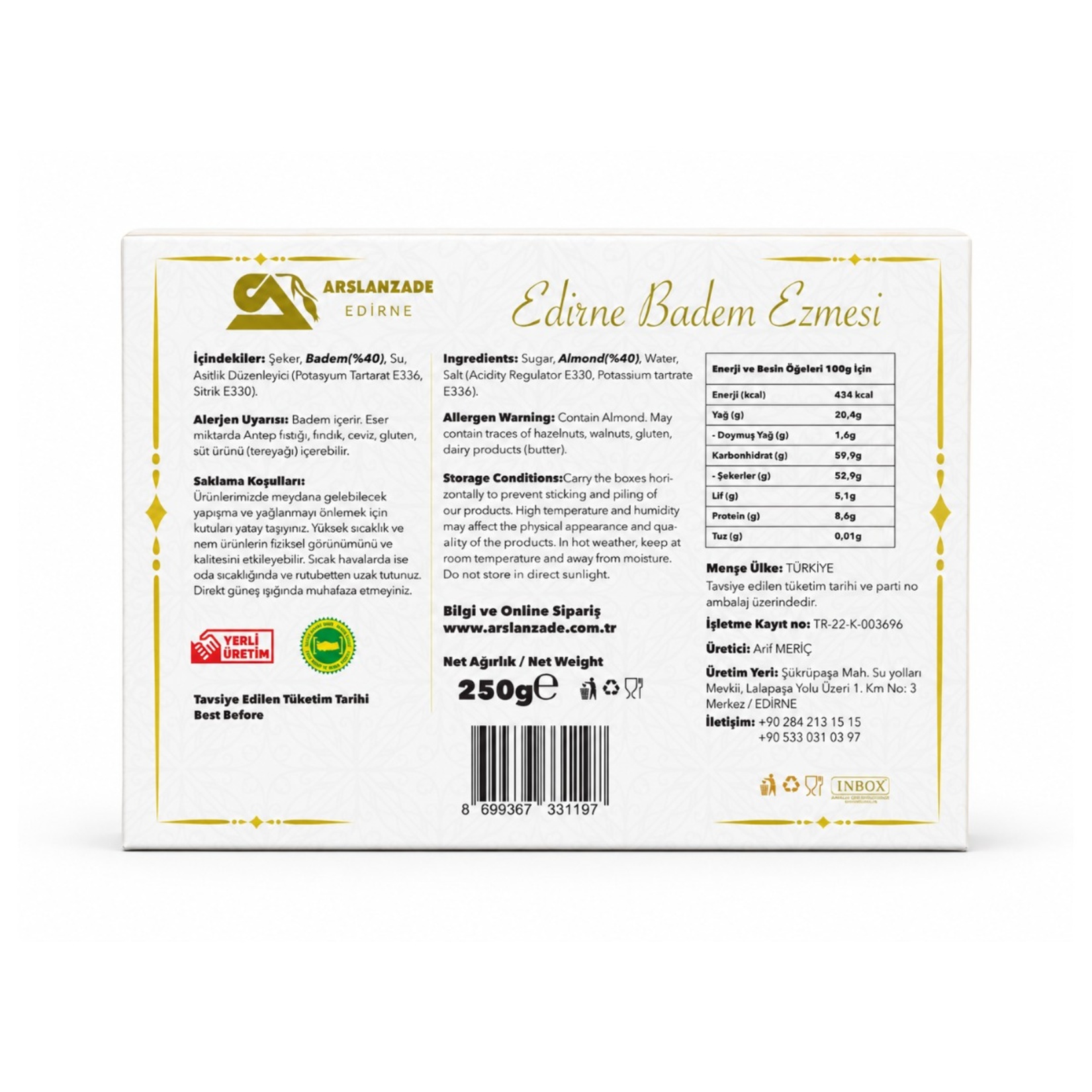 Arslanzade Badem Ezmesi 250 G - Görsel 2