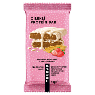 Trubar Kaplamalı Kaju Ezme Çilek Protein Bar 50 g