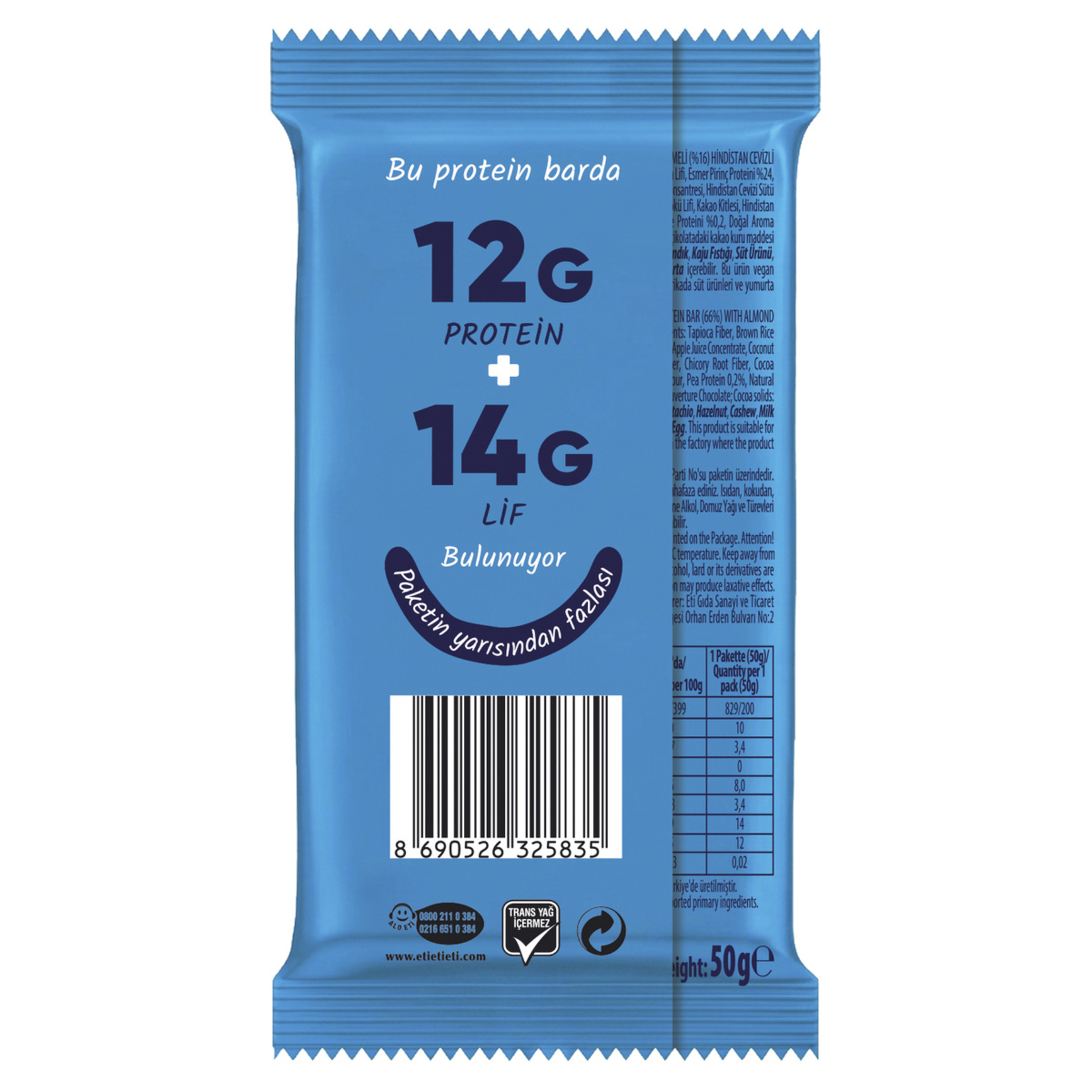 Trubar Çikolata Kaplamalı Badem Ezmeli Hindistan Cevizli Protein Bar 50 G - Görsel 2