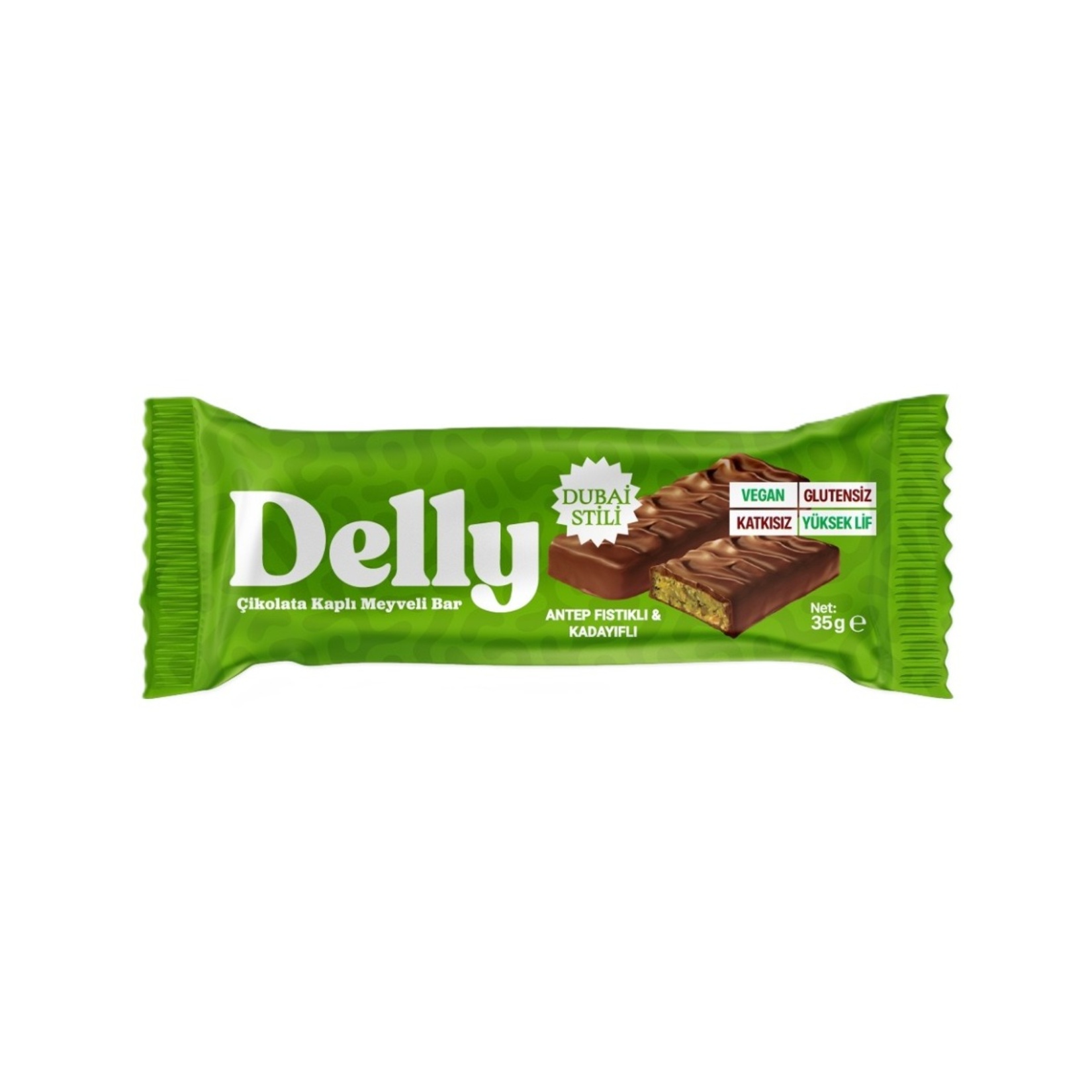 Delly Çikolata Kaplı Antep Fıstıklı Kadayıflı Meyve Bar 35 G