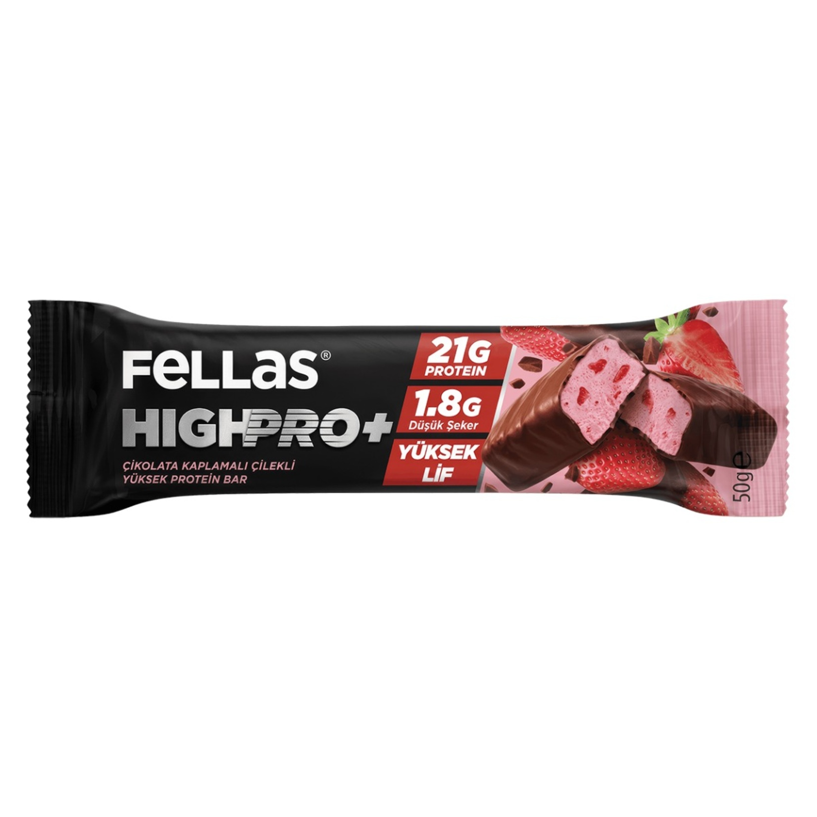 Fellas Çikolata Kaplı Çilekli Highpro Protein Bar 50 G - Görsel 1