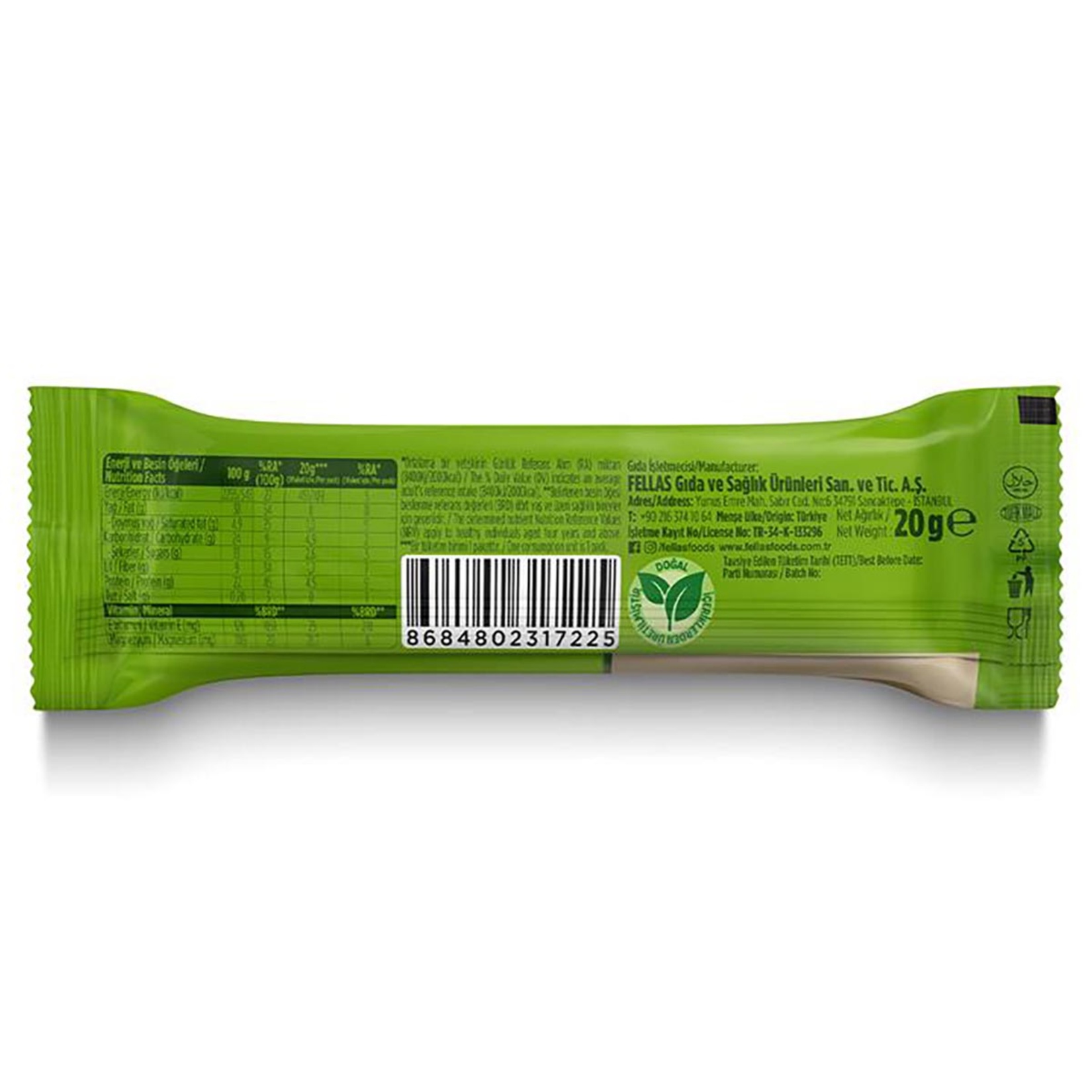 Fellas Antep Fıstıklı Kuruyemiş Bar 20 G - Görsel 2