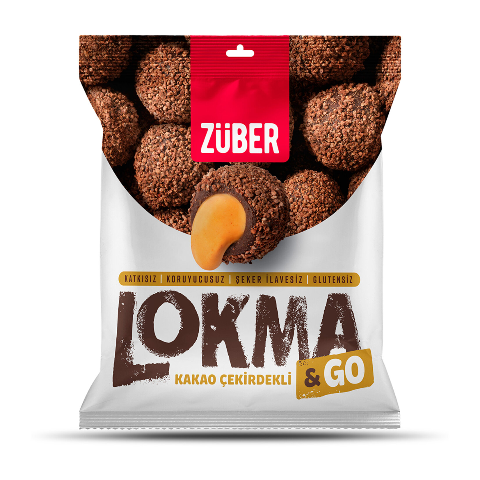 Züber Lokma&Go Kakao Çek. Kaplı Fındık Dolgulu Meyve Topu 32 G