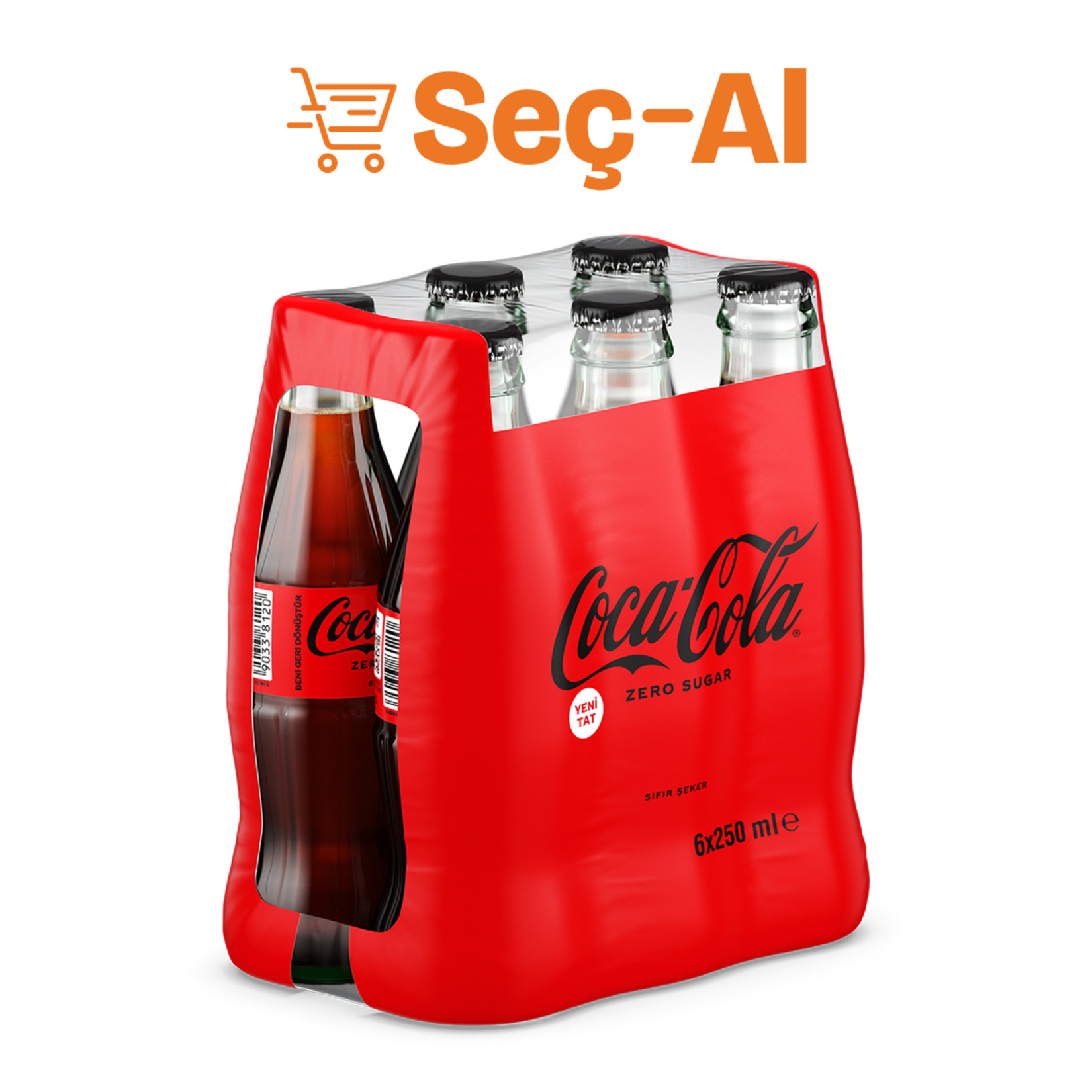 Coca-Cola Zero Sugar Cam Şişe 6x250 ML - Görsel 1