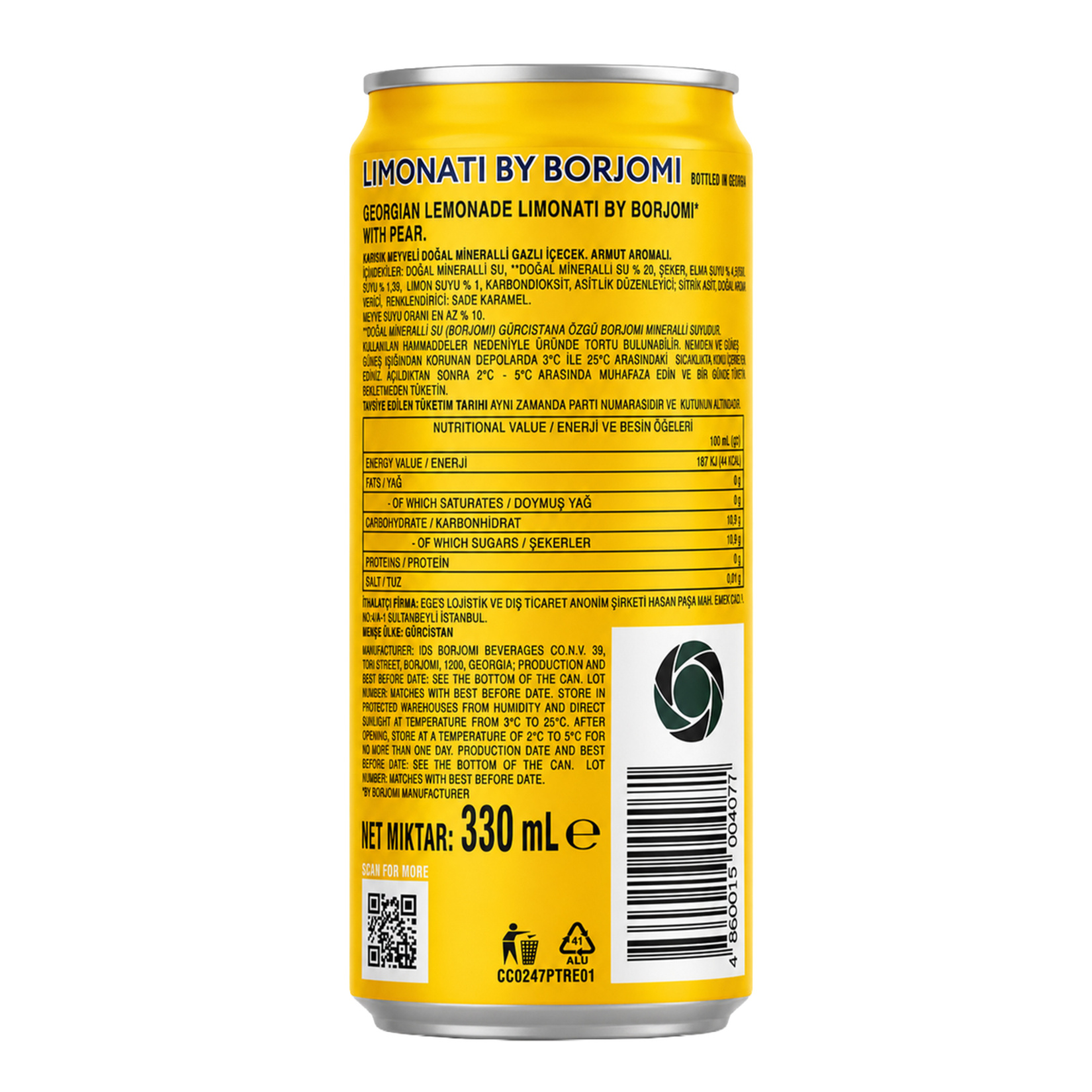 Borjomi Limonatı Pear Armut Aromalı Gazlı İçecek 330 Ml - Görsel 2