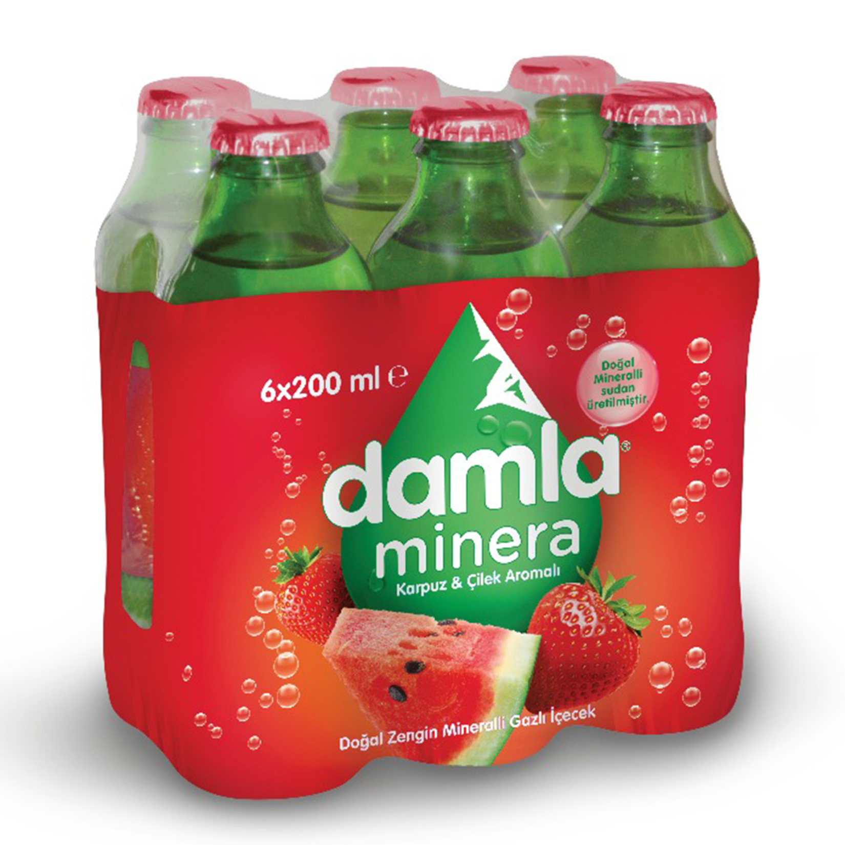 Damla Minera Çilek ve Karpuz Aromalı Gazlı İçecek 6 x 200 Ml