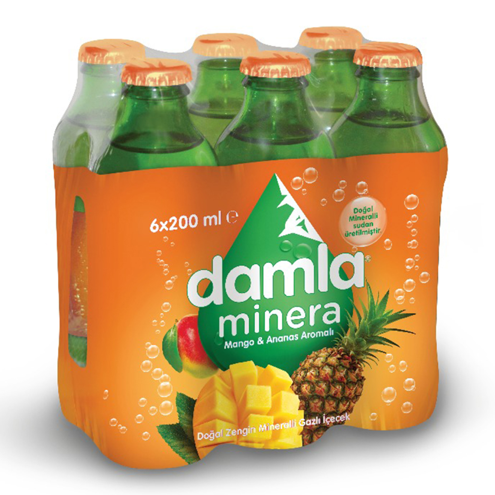 Damla Minera Mango Ananaslı Maden Suyu Cam Şişe 6x200 ML