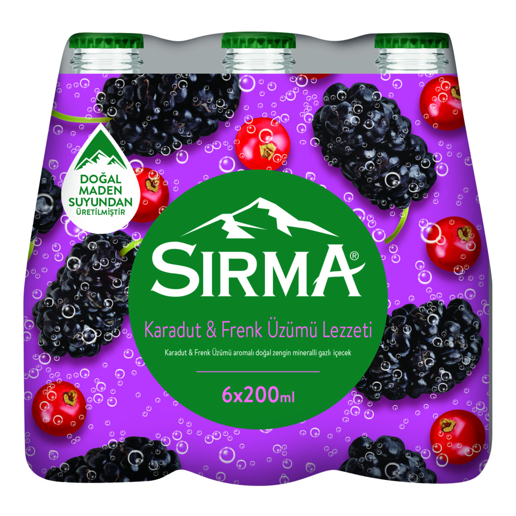 Sırma B+ Karadut Frenk Üzümü Maden Suyu 6 x 200 Ml - Görsel 1