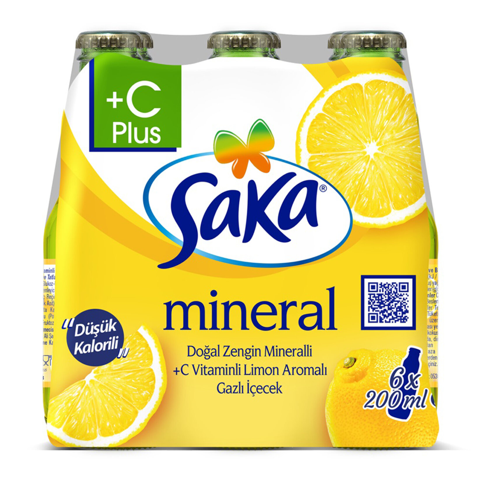 Saka +C Vitaminli Limon Aromalı Gazlı İçecek 6 x 200 Ml
