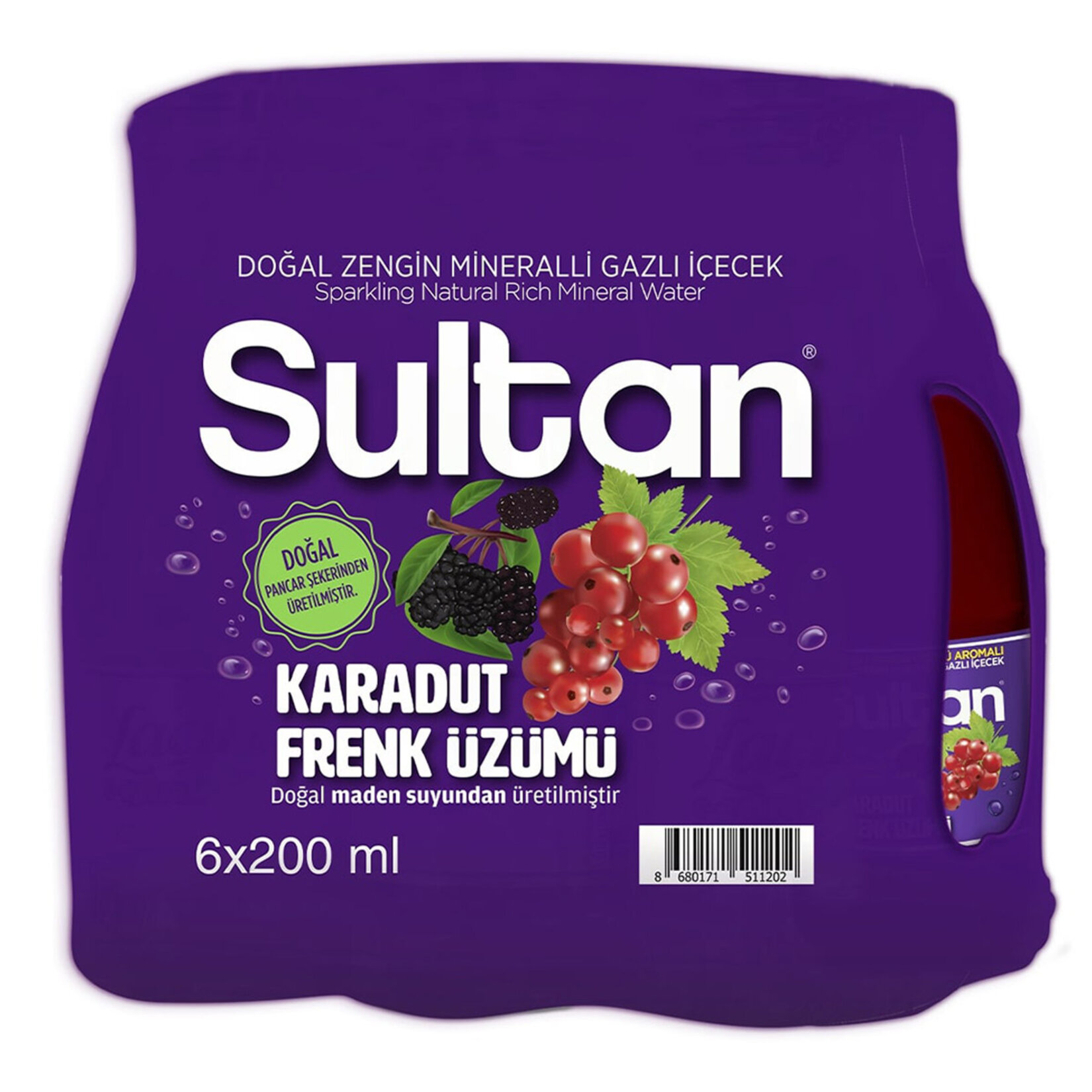 Sultan Karadut & Frenk Üzümü Aromalı Gazlı İçecek 6 x 200 Ml