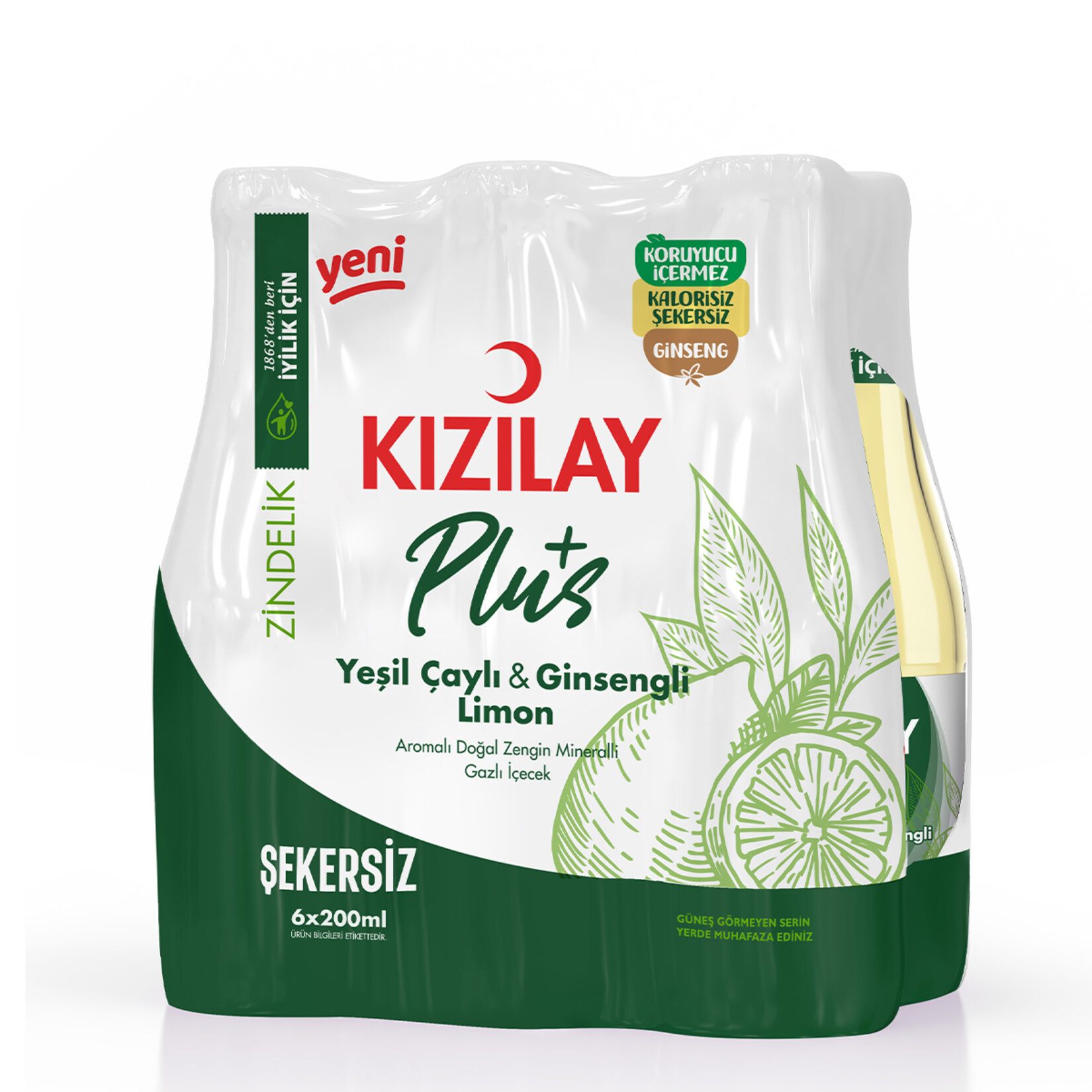 Kızılay Plus Yeşilçaylı Ginsengli Limon 6x200 Ml