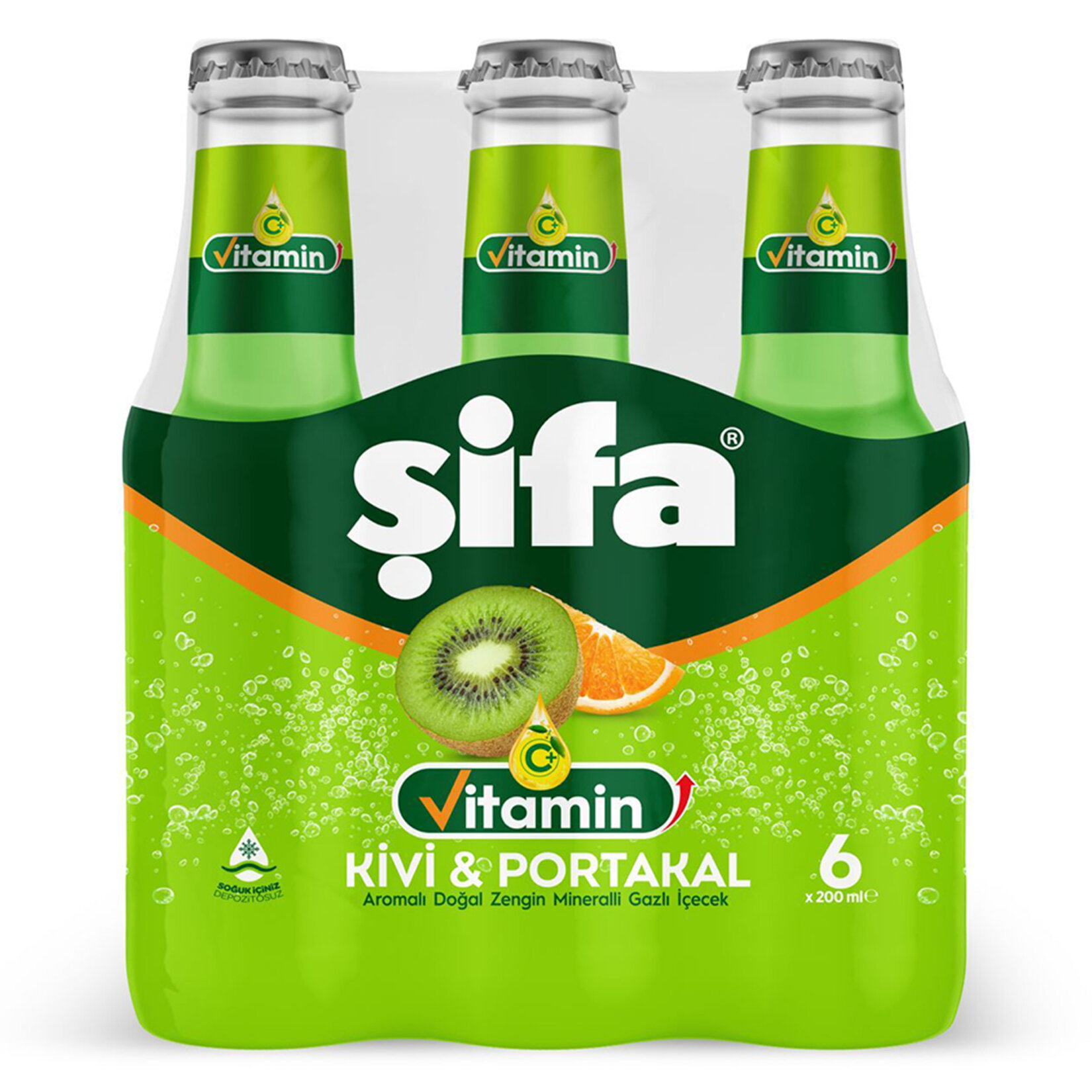 Şifa C Vitamin Kivi & Portakal Aromalı Doğal Maden Suyu 6 x 200 Ml