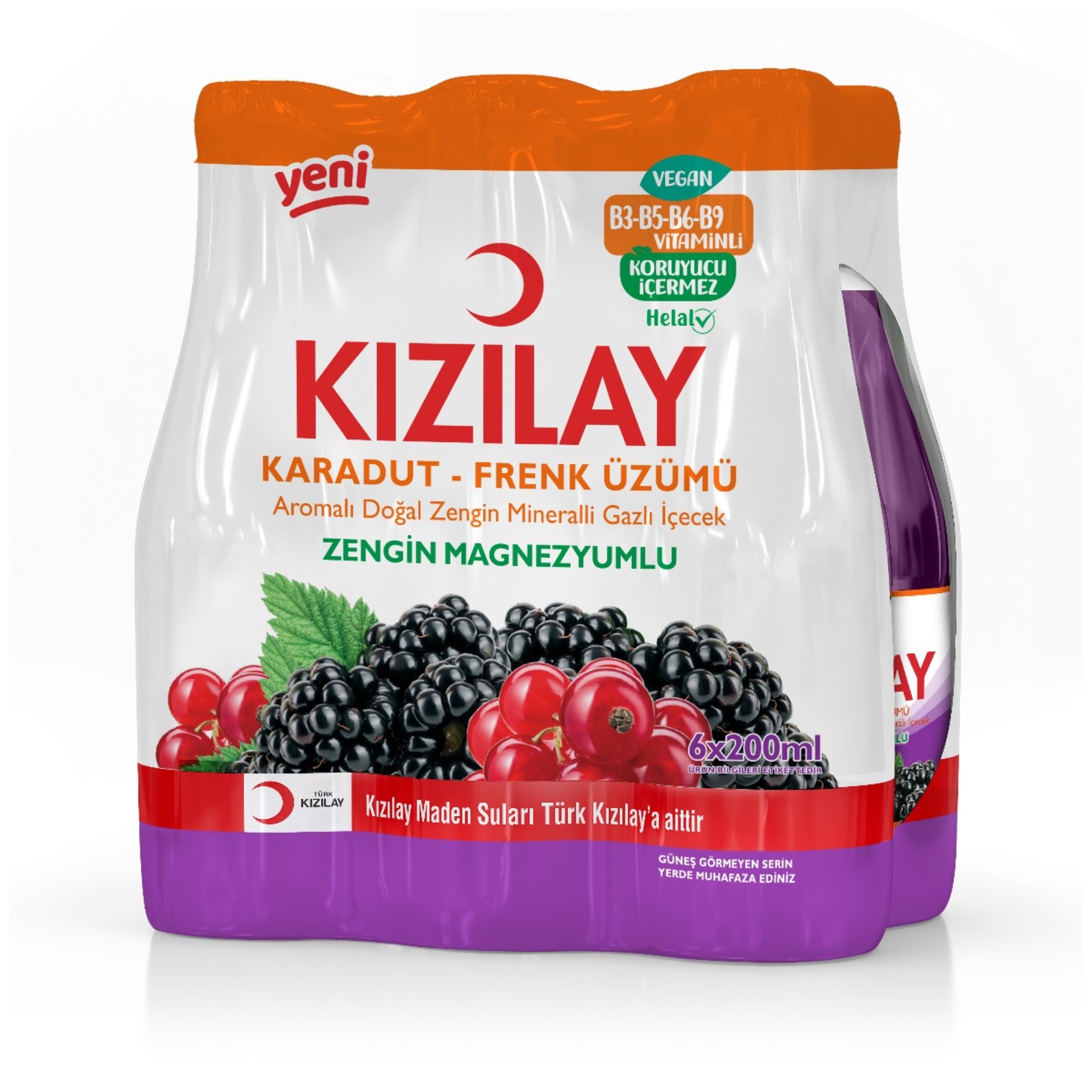 Kızılay Karadut Frenk Üzümü Aromalı Maden Suyu 6 x 200 Ml