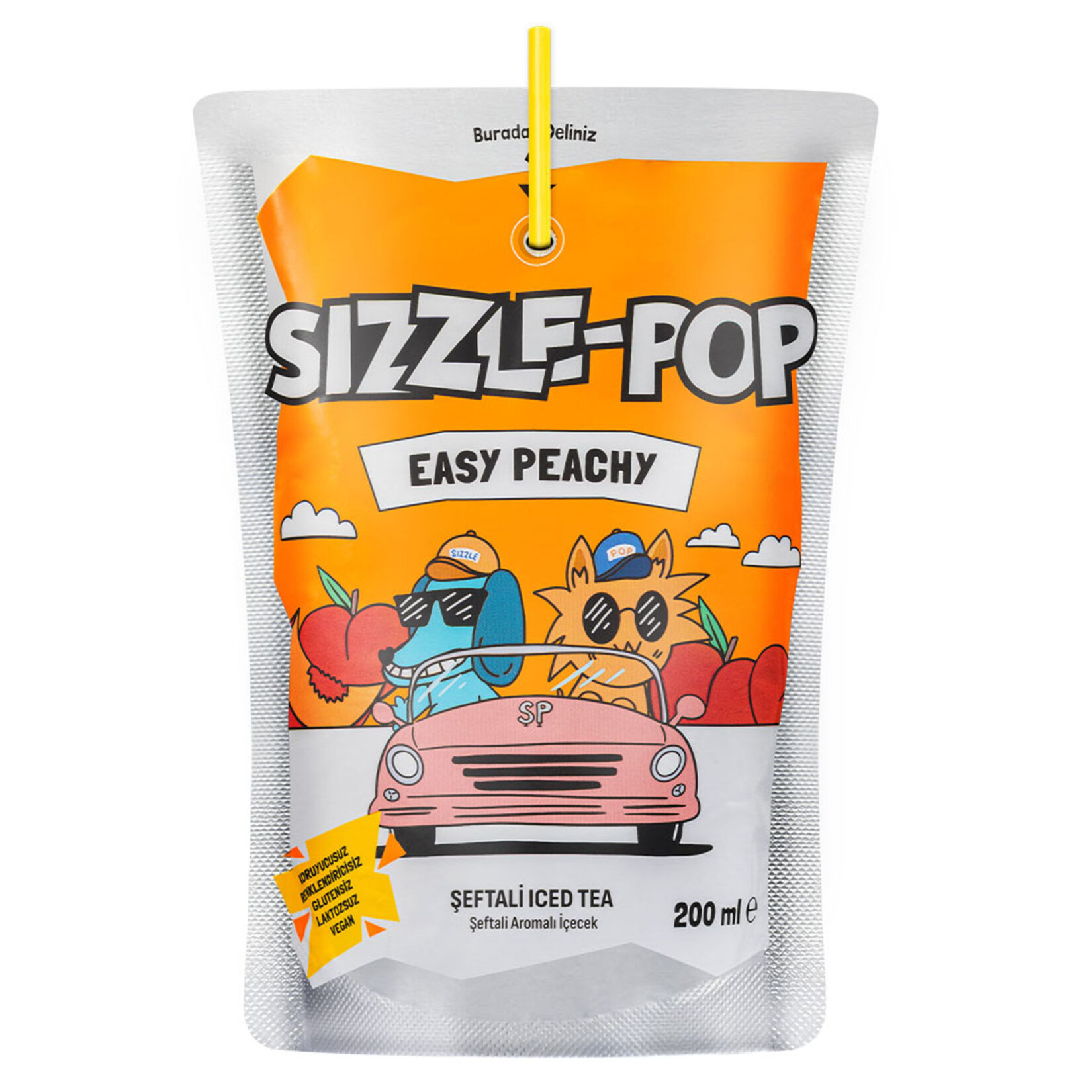Sizzle-Pop Easy Peachy Şeftali Pouch 200 Ml - Görsel 1