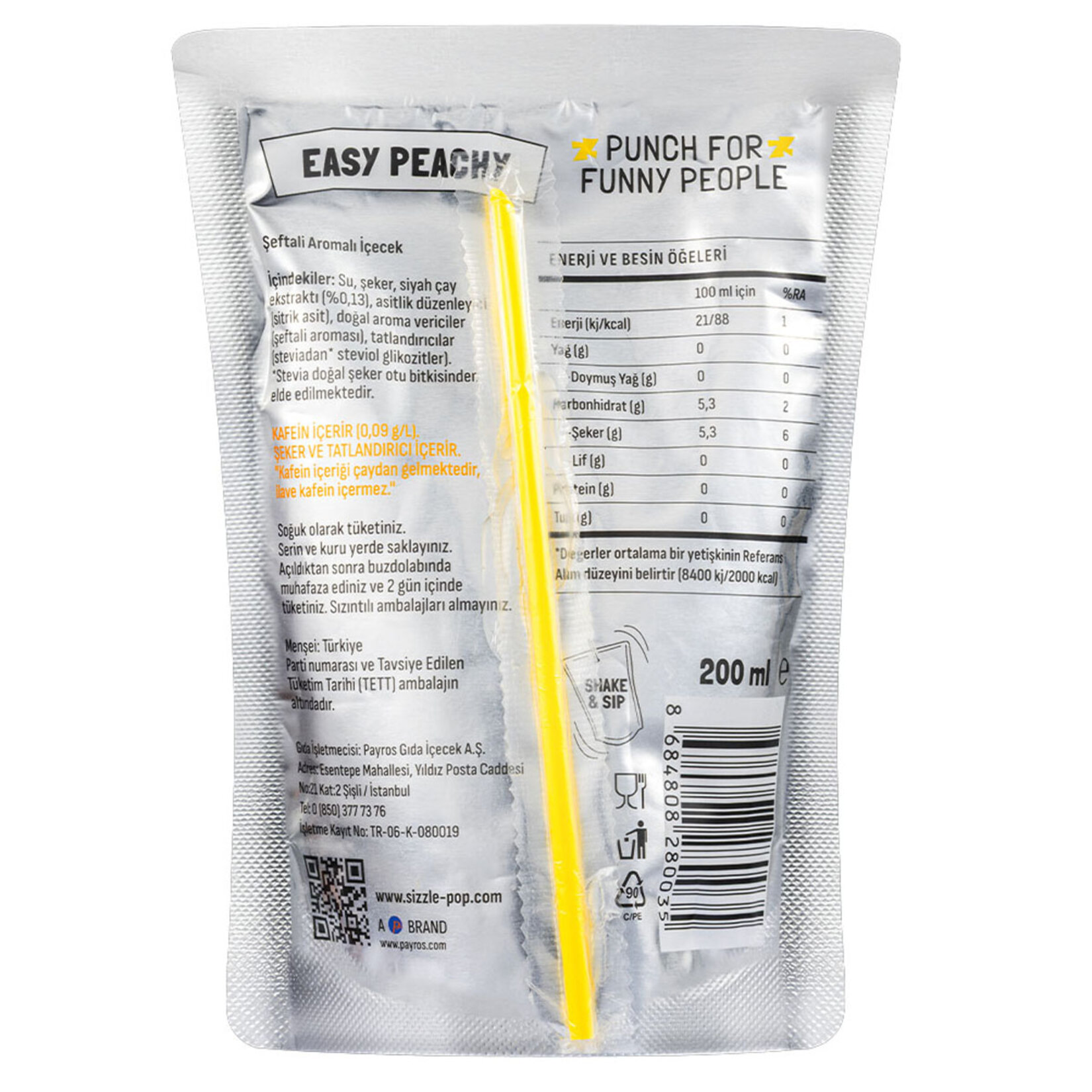 Sizzle-Pop Easy Peachy Şeftali Pouch 200 Ml - Görsel 2