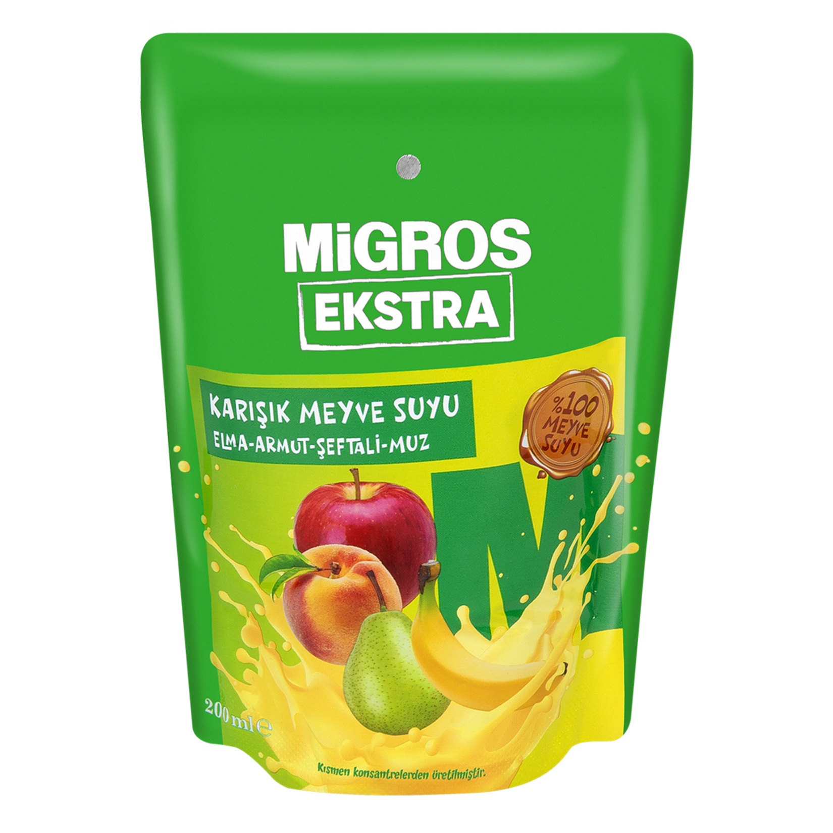 Migros Ekstra %100 Elma Armut Şeftali Muz Karışık Meyve Suyu 200 Ml