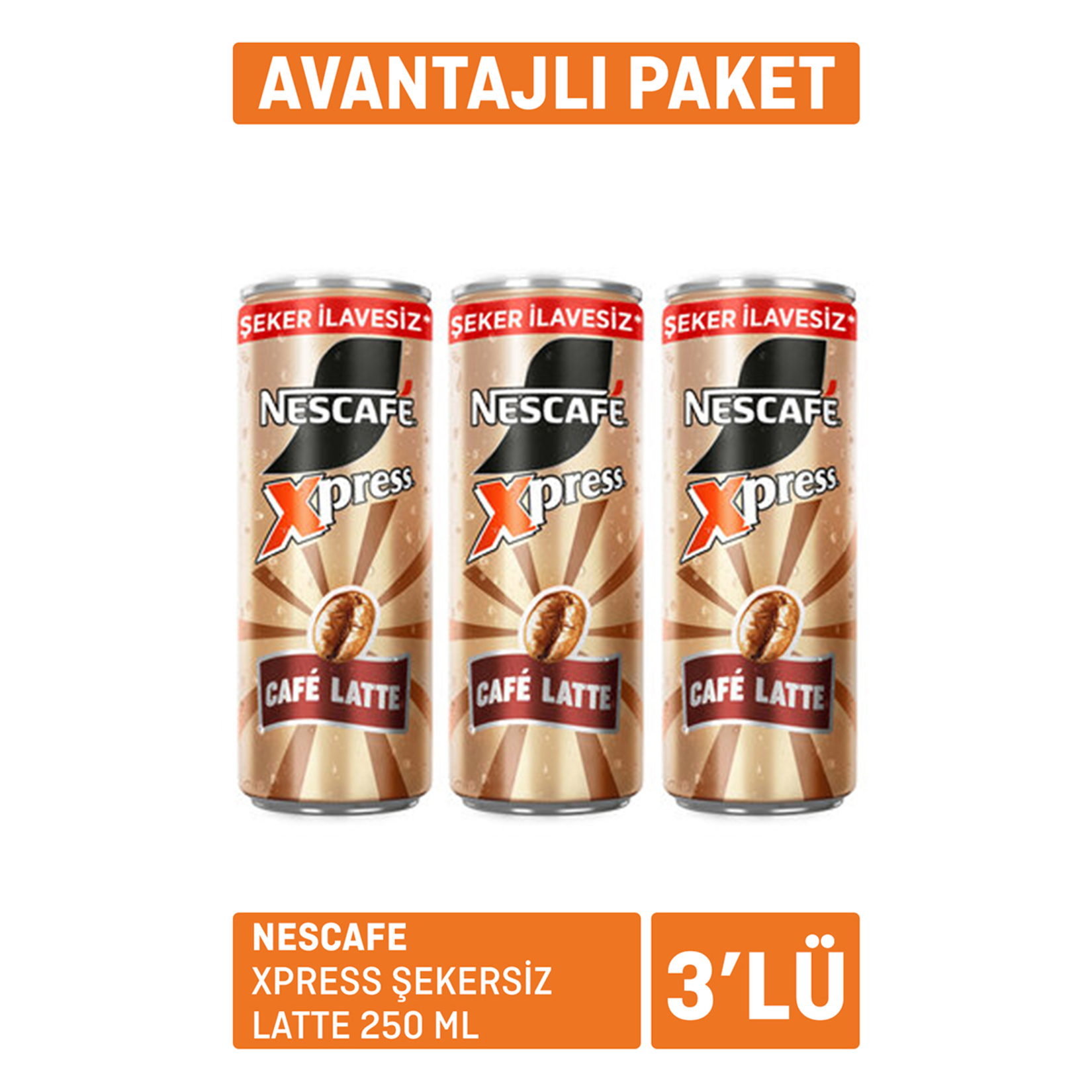 Nescafe Xpress Şekersiz Latte 3 x 250 Ml