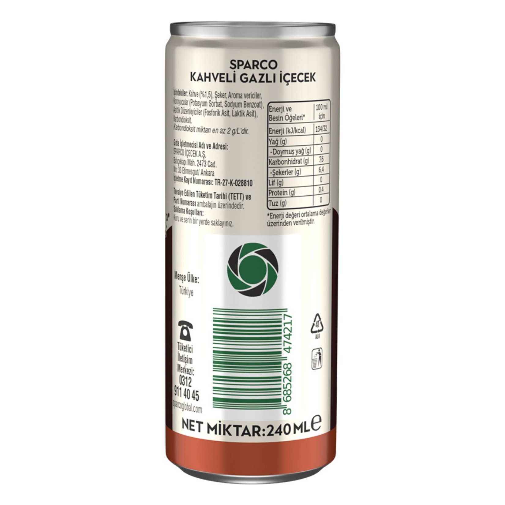 Sparco Original Kahveli Gazlı İçecek 240 Ml - Görsel 2