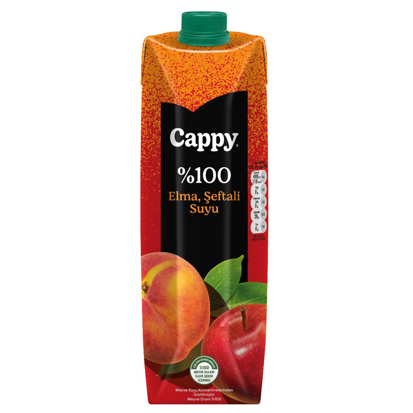 Cappy %100 Elma Şeftali Suyu Karton Kutu 1 L
