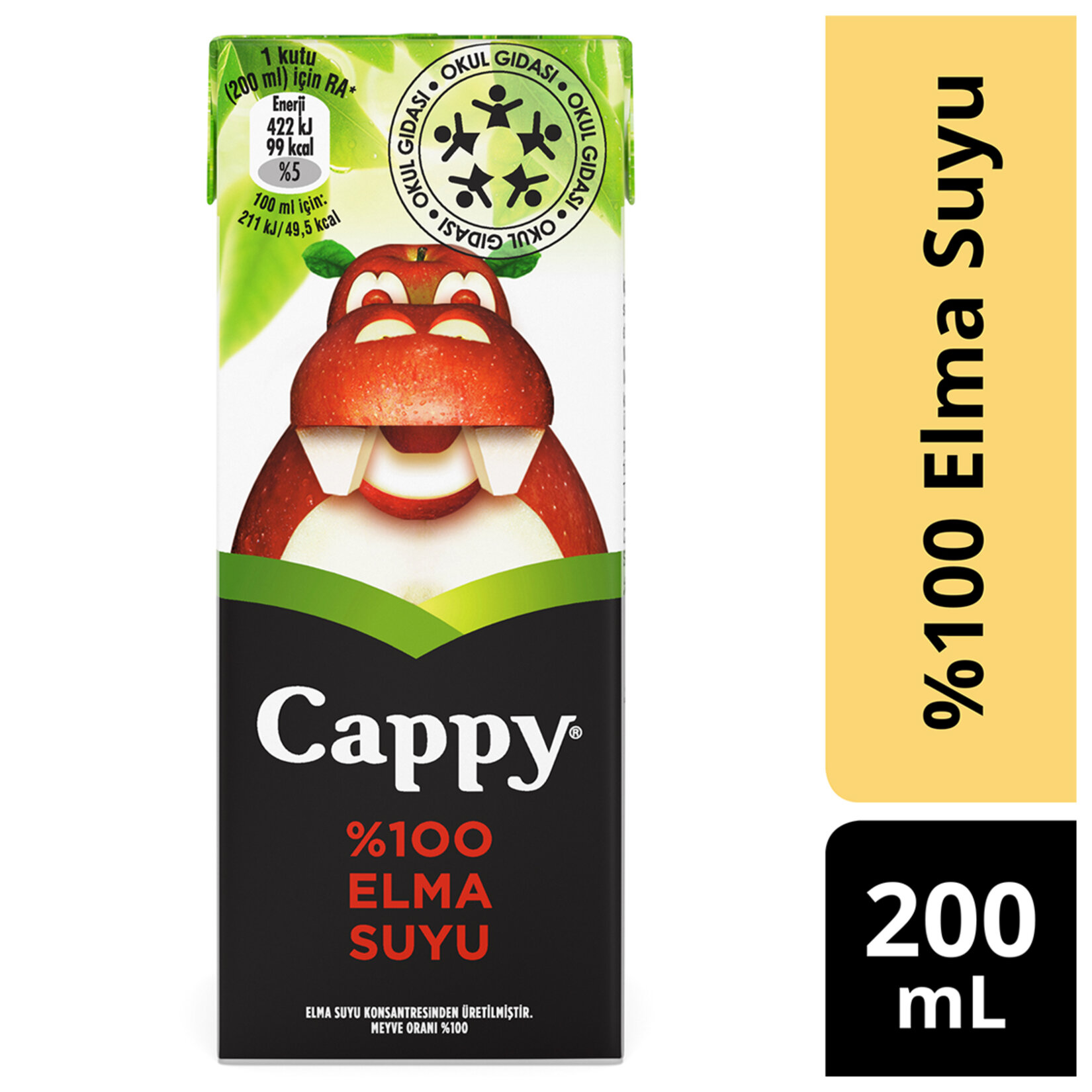 Cappy Bahçe %100 Elma Suyu Karton Kutu 200 ML - Görsel 1