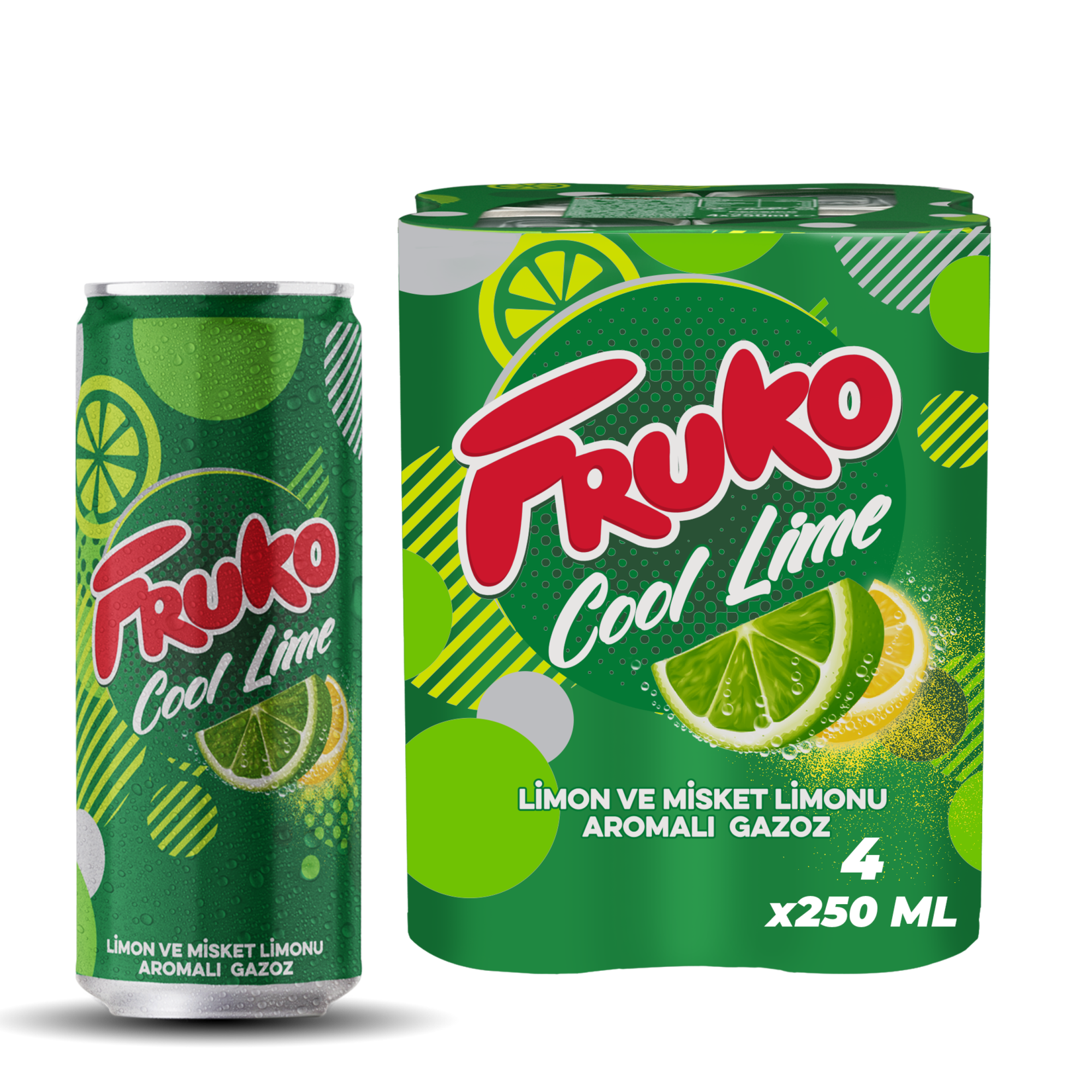 Fruko Cool Lime Gazoz Kutu 4x250 ml