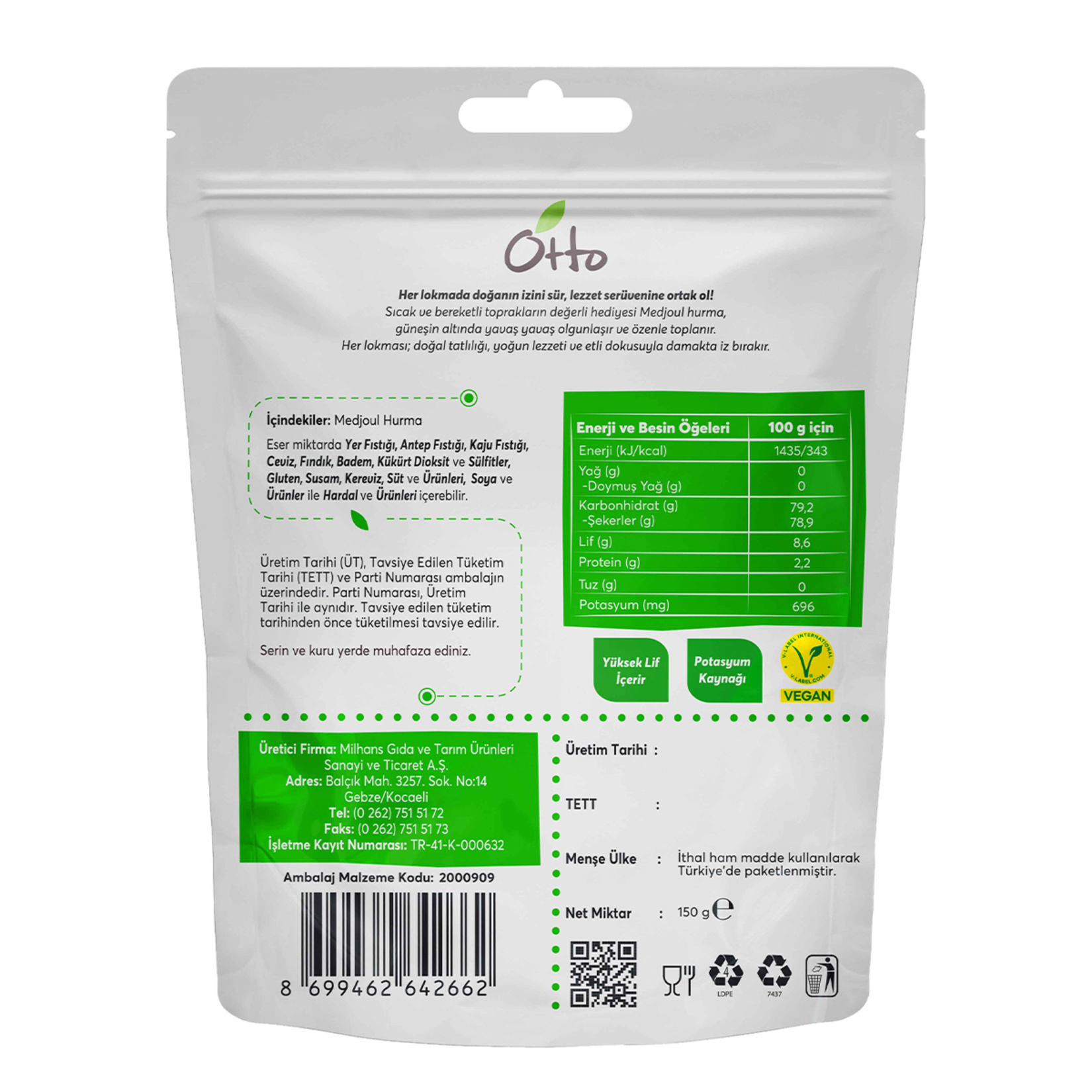 Otto Dried Fruits Medjoul Hurma Büyük 150 G - Görsel 2