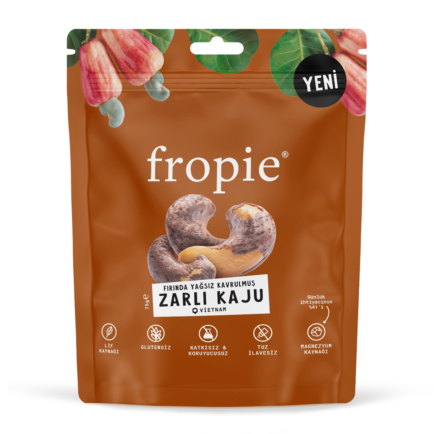 Fropie Fırında Yağsız Kavrulmuş Zarlı Kaju 75 G - Görsel 1