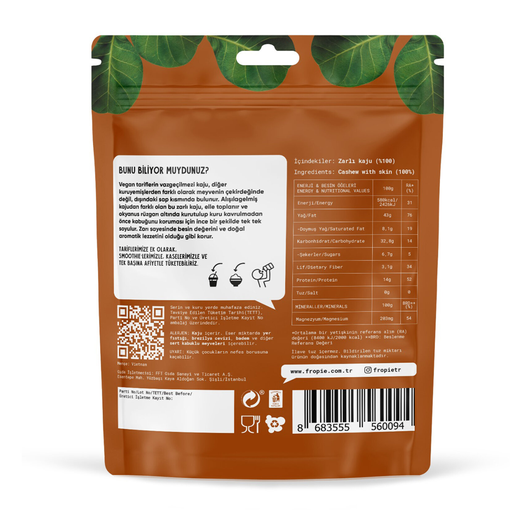 Fropie Fırında Yağsız Kavrulmuş Zarlı Kaju 75 G - Görsel 2