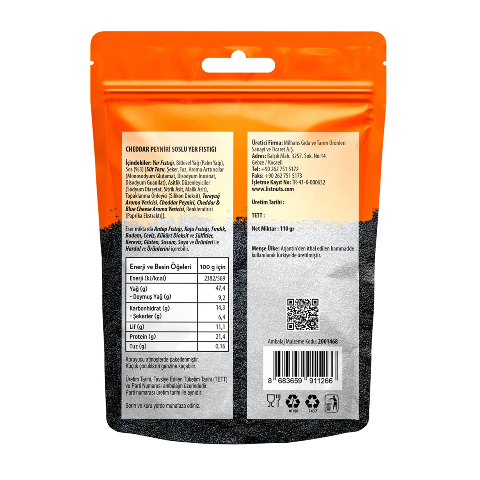 List Flavours Cheddar Peyniri Soslu Yer Fıstığı 110G - Görsel 2