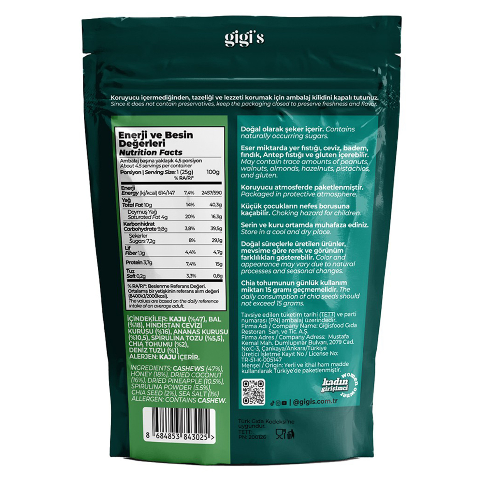 Gigi's Kaju Ananas Hindistan Cevizi Atıştırmalık 115 G - Görsel 2