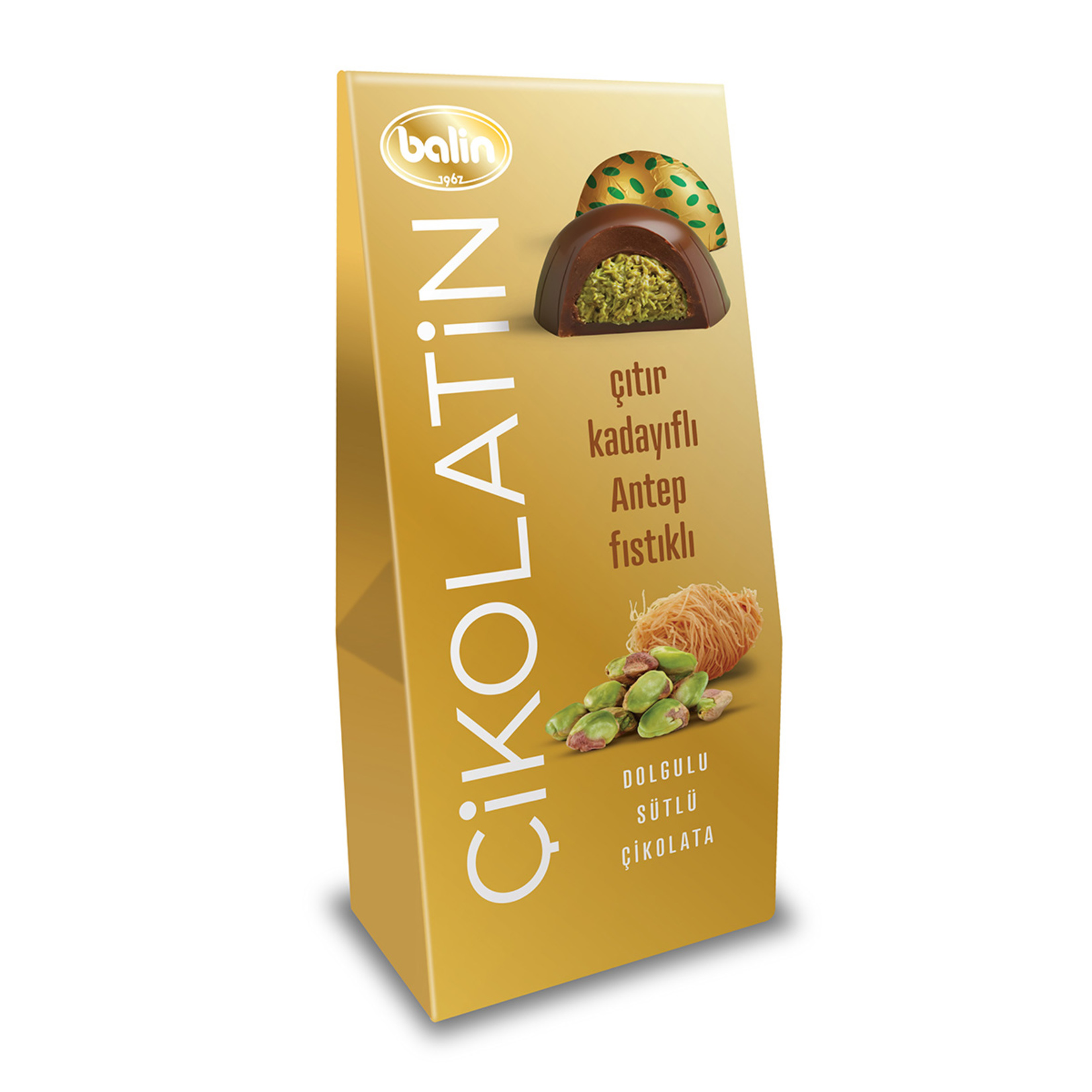 Balin Çikolatin Kadayıf Antep Fıstığı Dolgulu Sütlü Çikolata 300 G