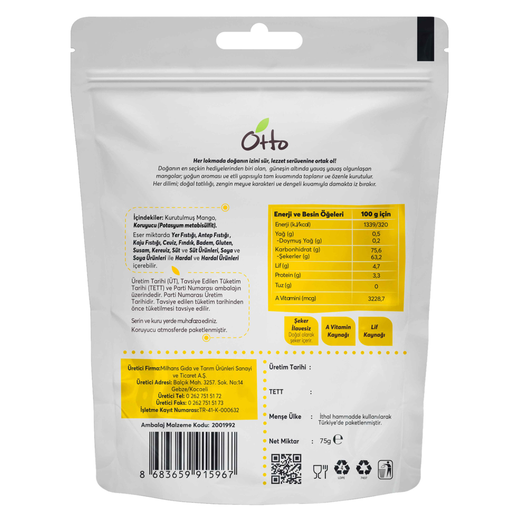 Otto Dried Fruits Kuru Mango 75 G - Görsel 2