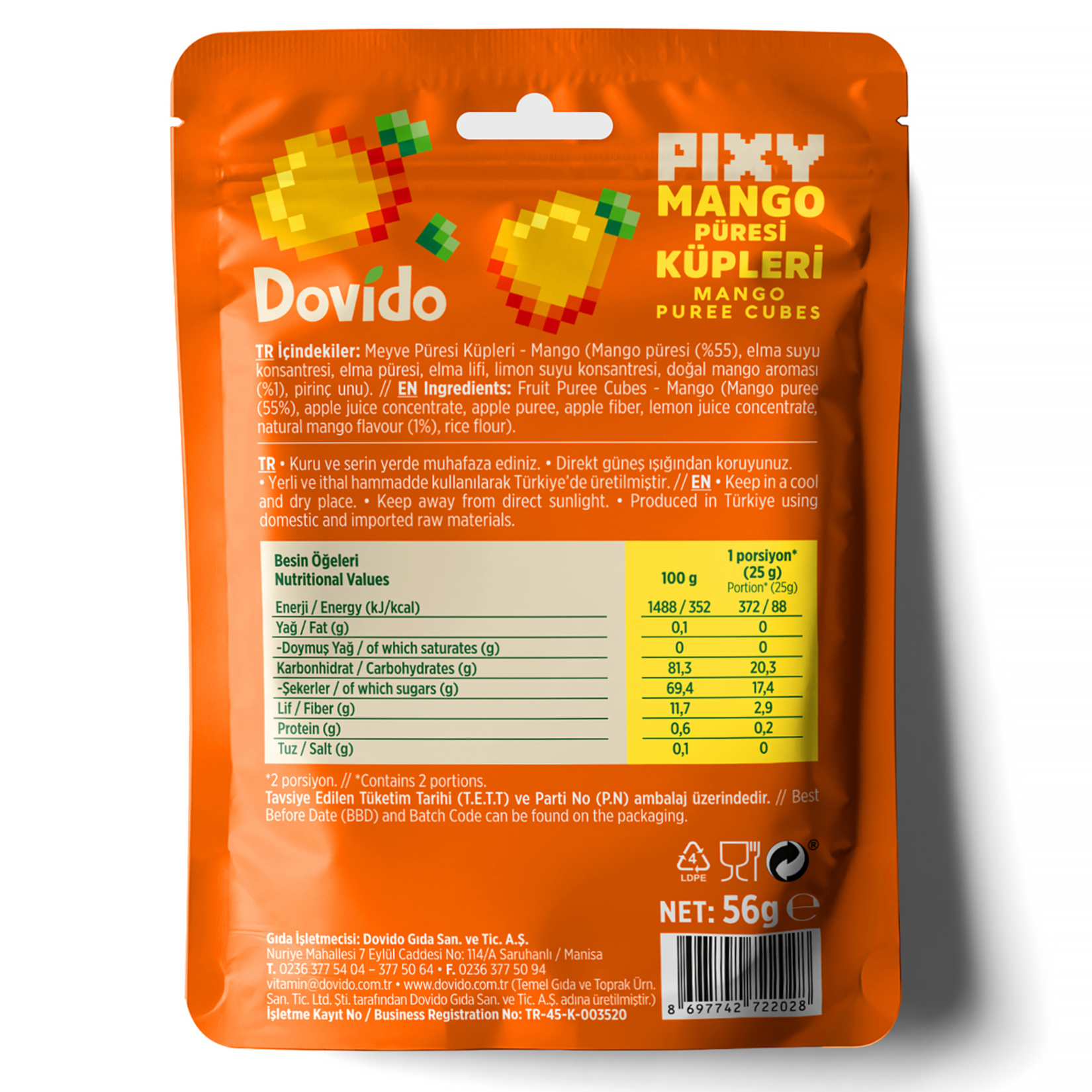 Dovido Pixy Mango Püresi Küpleri 56 G - Görsel 2