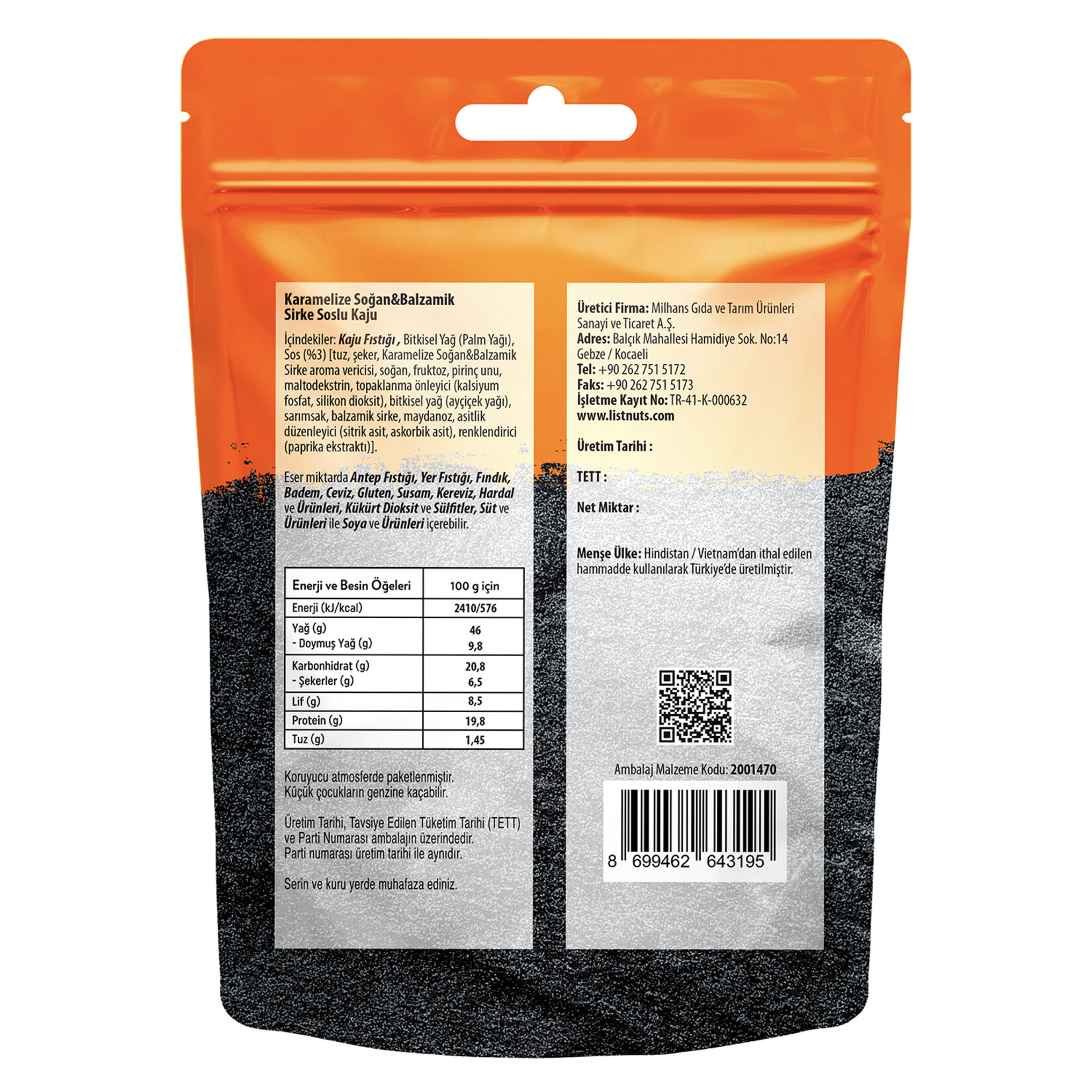 List Nuts Flavours Karamelize Soğan Balzamik Sirkeli Kaju 100 G - Görsel 2