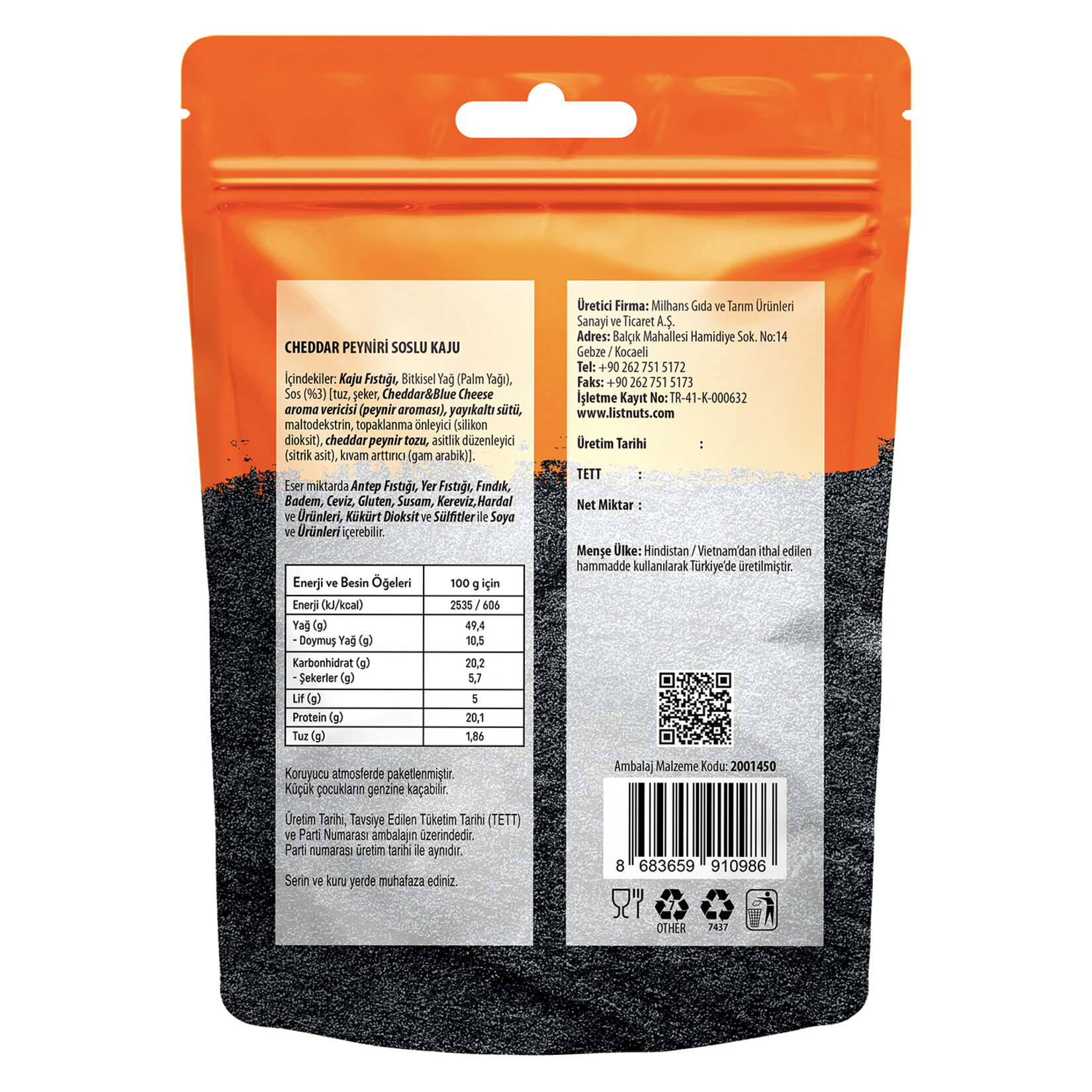 List Flavours Kızartılmış Cheddar Soslu Kaju 100 G - Görsel 2