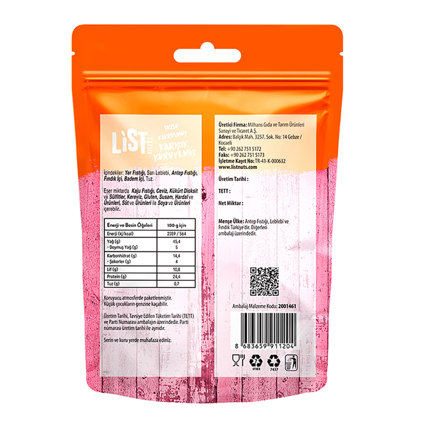 List Nuts Tuzlu Kavrulmuş Karışık Kuruyemiş 125 G - Görsel 2