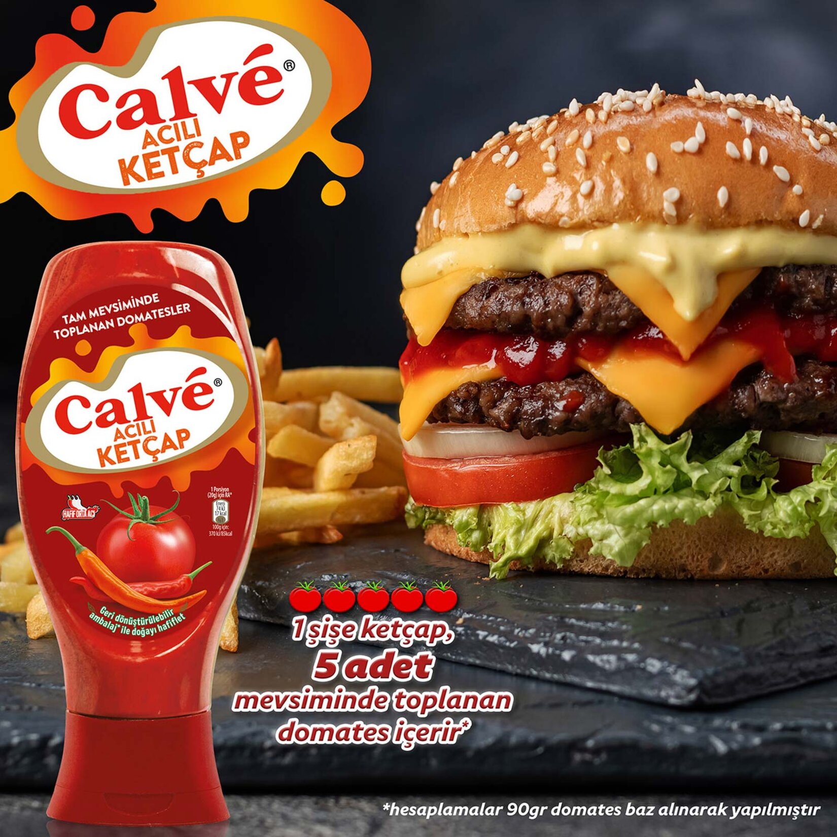 Calve Acılı Ketçap 610 G - Görsel 2