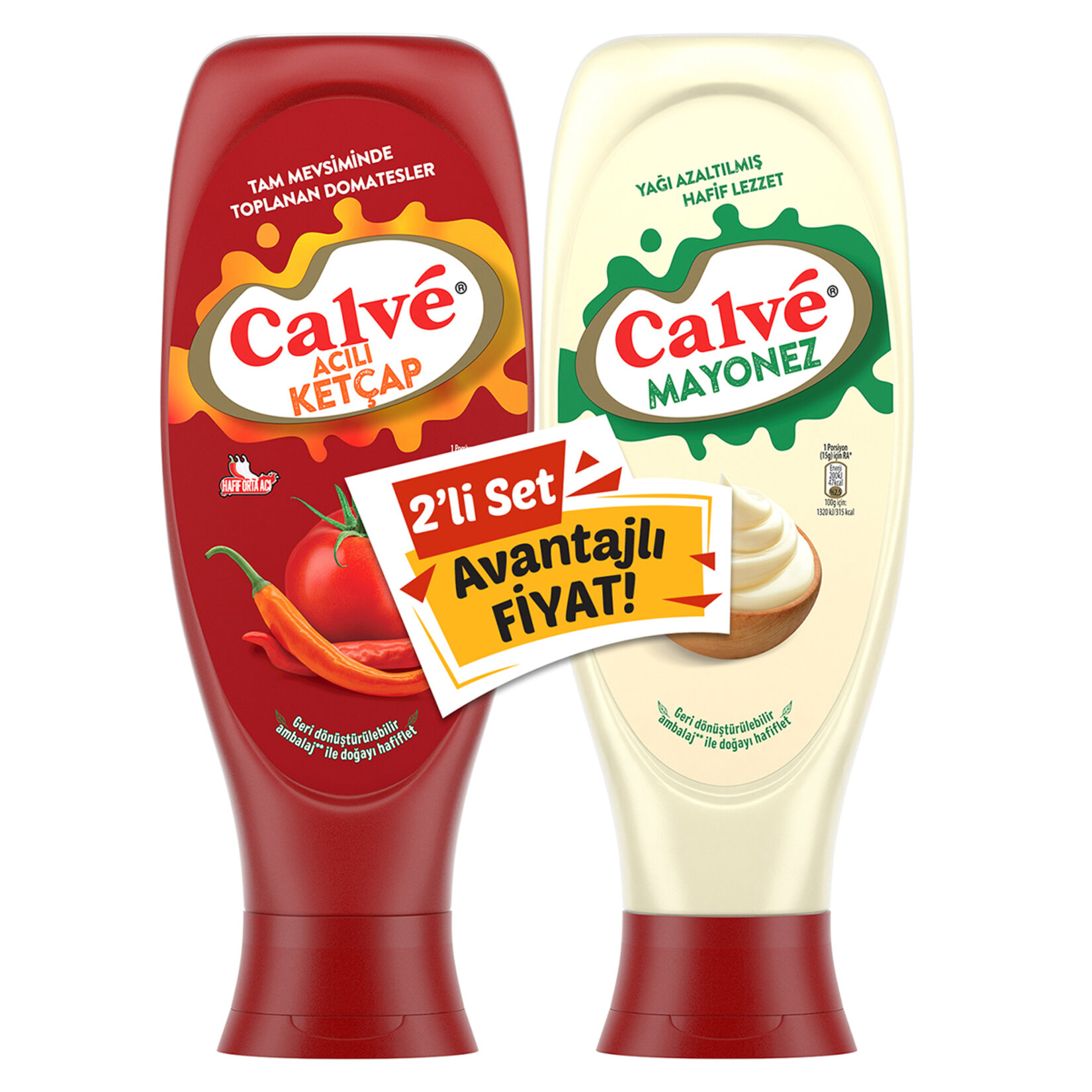 Calve Acılı Ketçap 600 g + Light Mayonez 540 g 2'li Set - Görsel 1