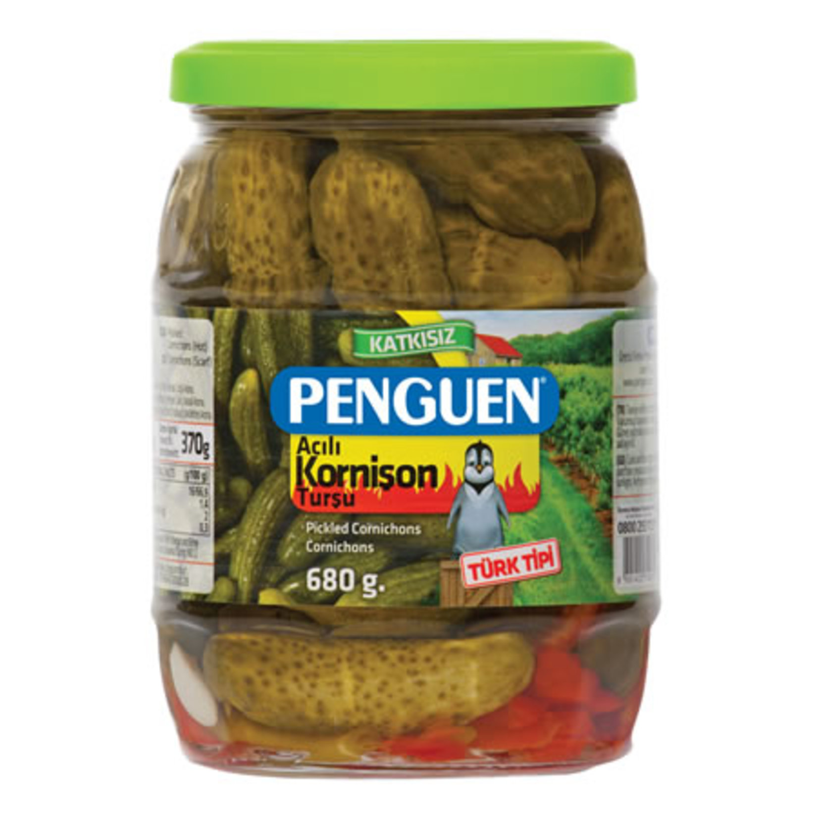 Penguen Acılı Kornişon Turşu 680 G