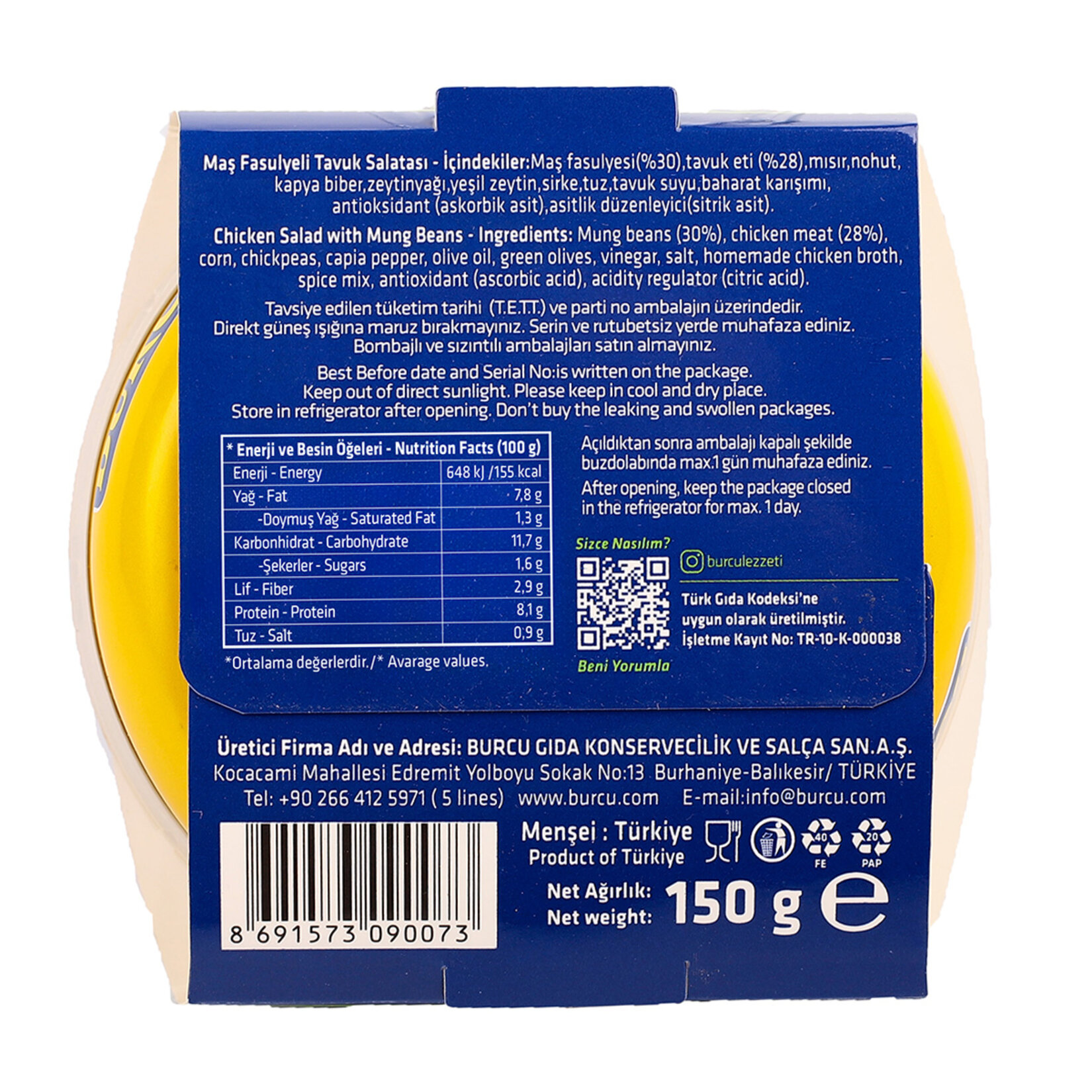 Burcu Maş Fasulyeli Tavuk Salatası 150 G - Görsel 2