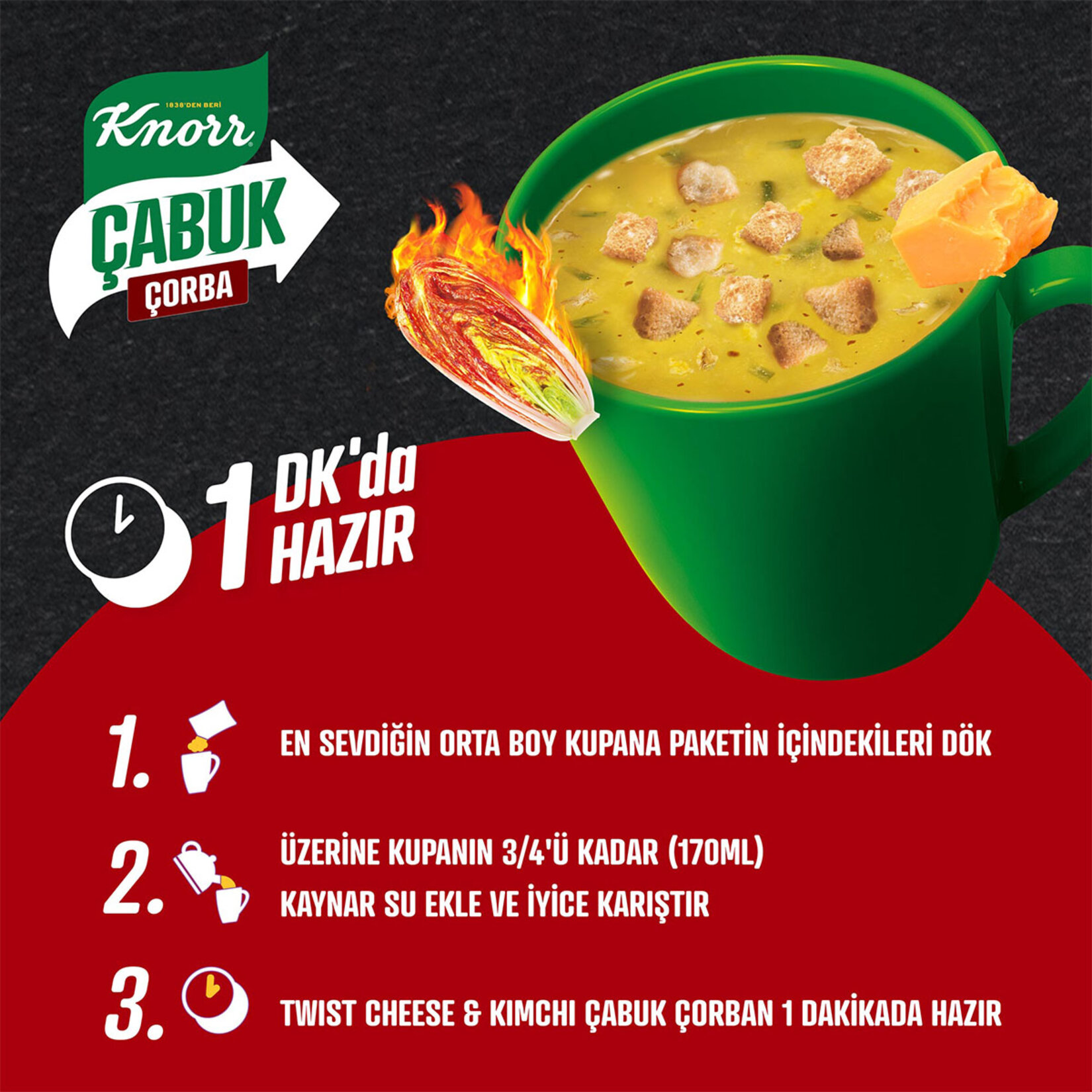 Knorr Çabuk Çorba Twist Cheese Kimchi 18 G - Görsel 4