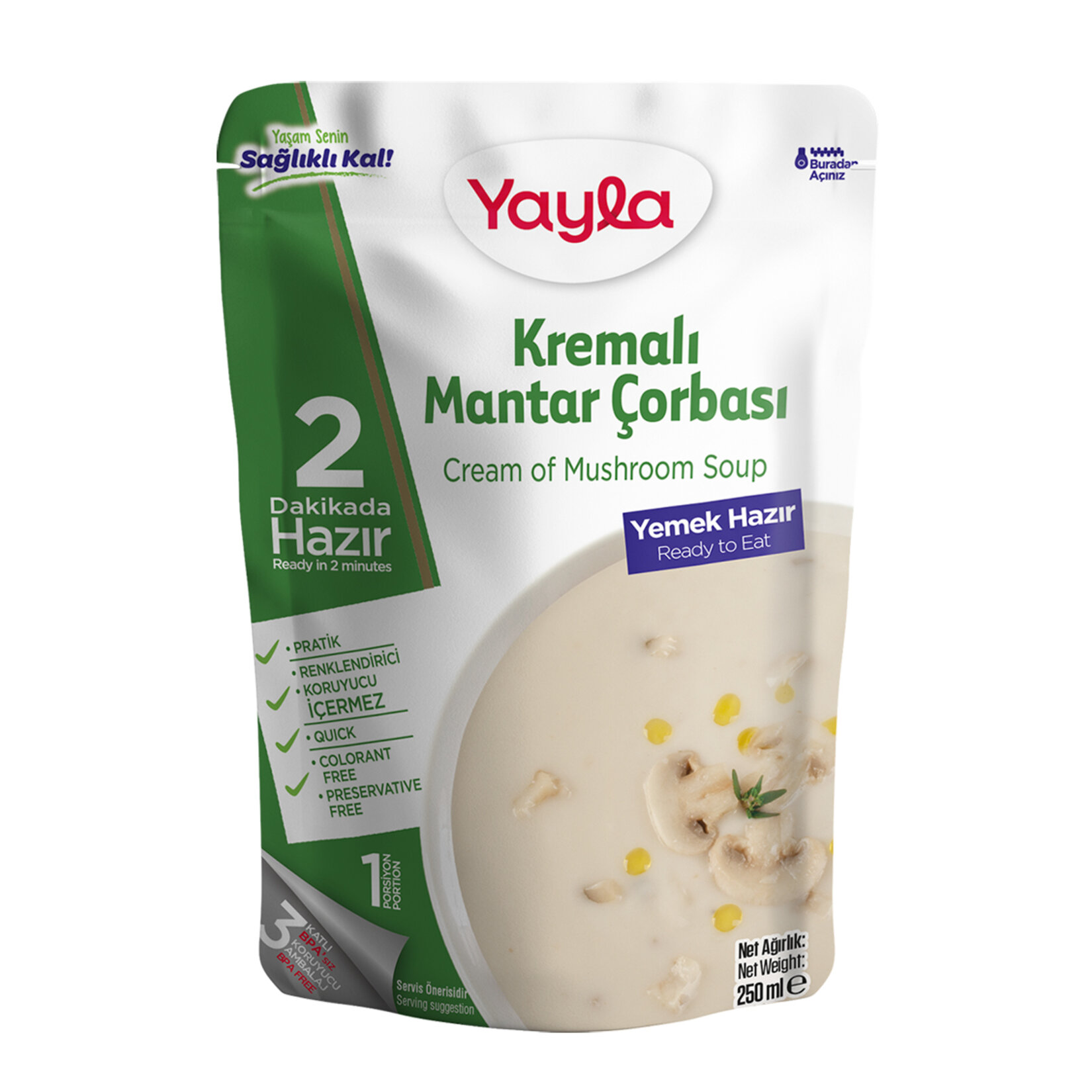 Yayla Yemek Hazır Kremalı Mantar Çorbası 250 G