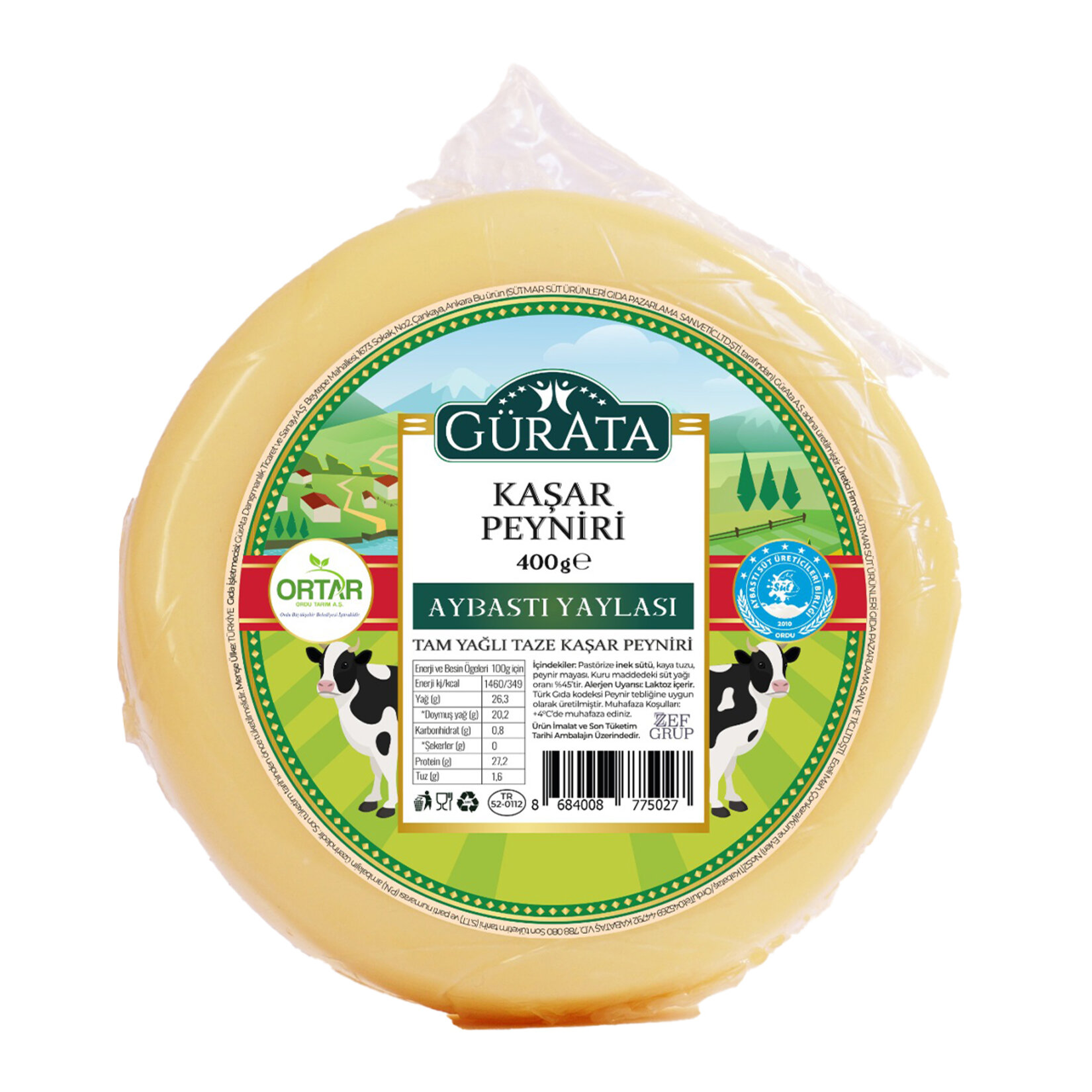 Gürata Tam Yağlı Taze Kaşar Peyniri 400 G