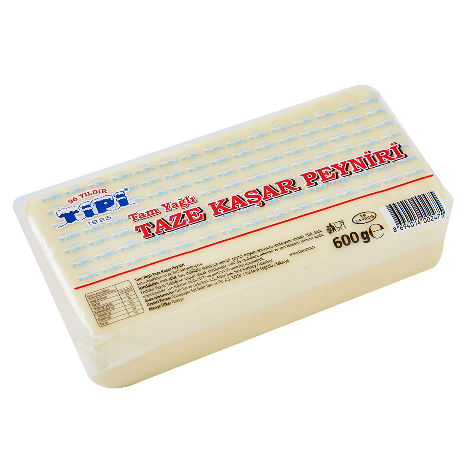 Tipi Tam Yağlı Taze Kaşar Peyniri 600 G