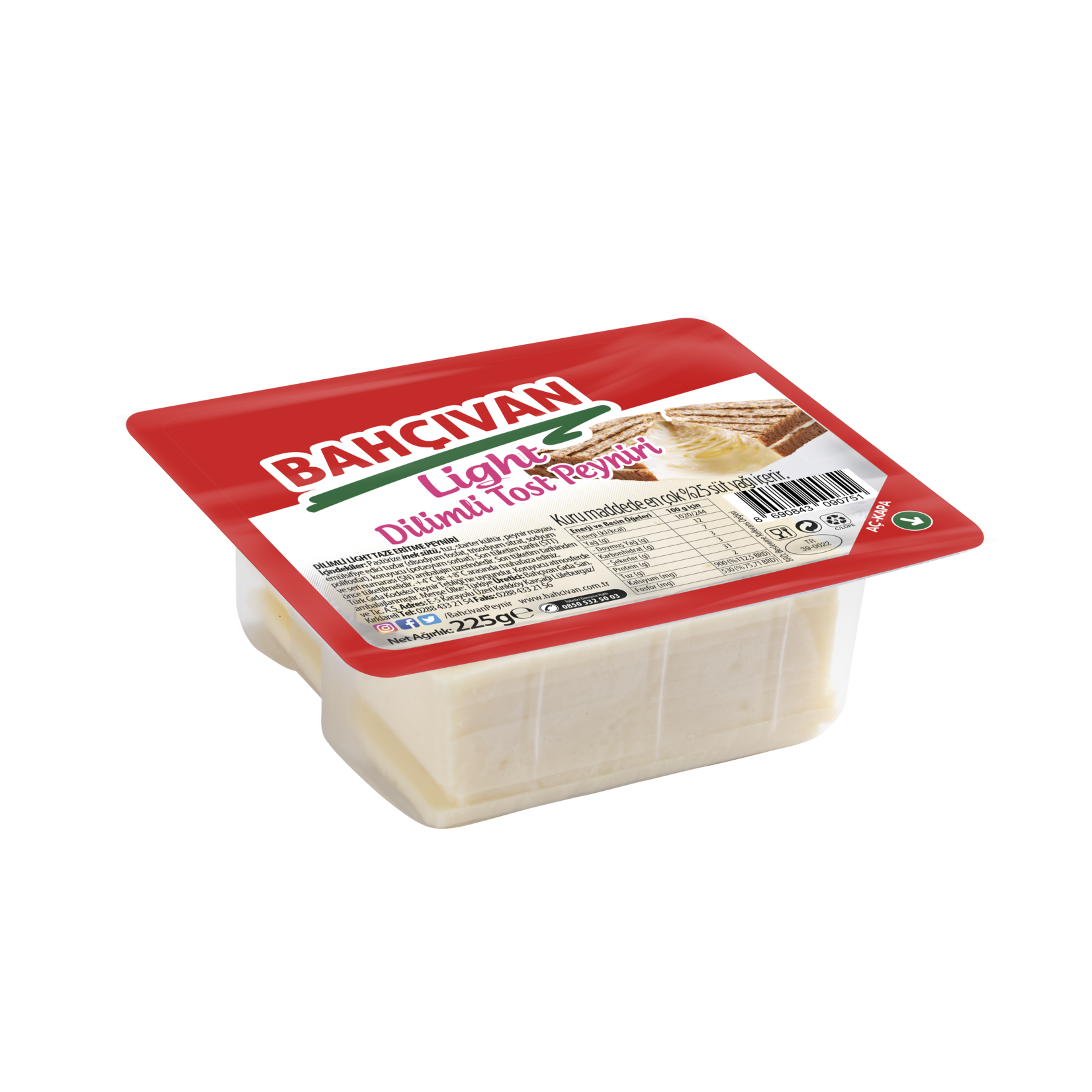 Bahçıvan Light Dilimli Tost Peyniri 225 G