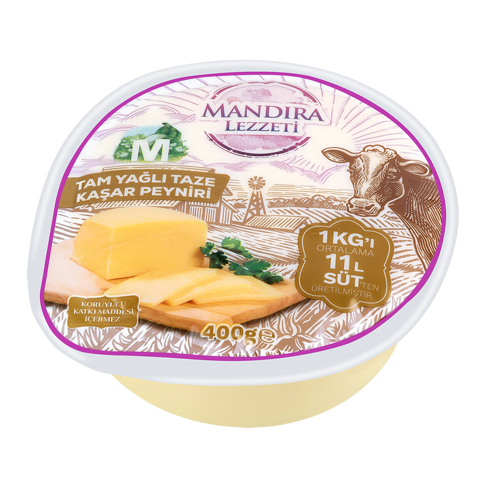 Mandıra Lezzeti Tam Yağlı Taze Kaşar Peyniri 400 G