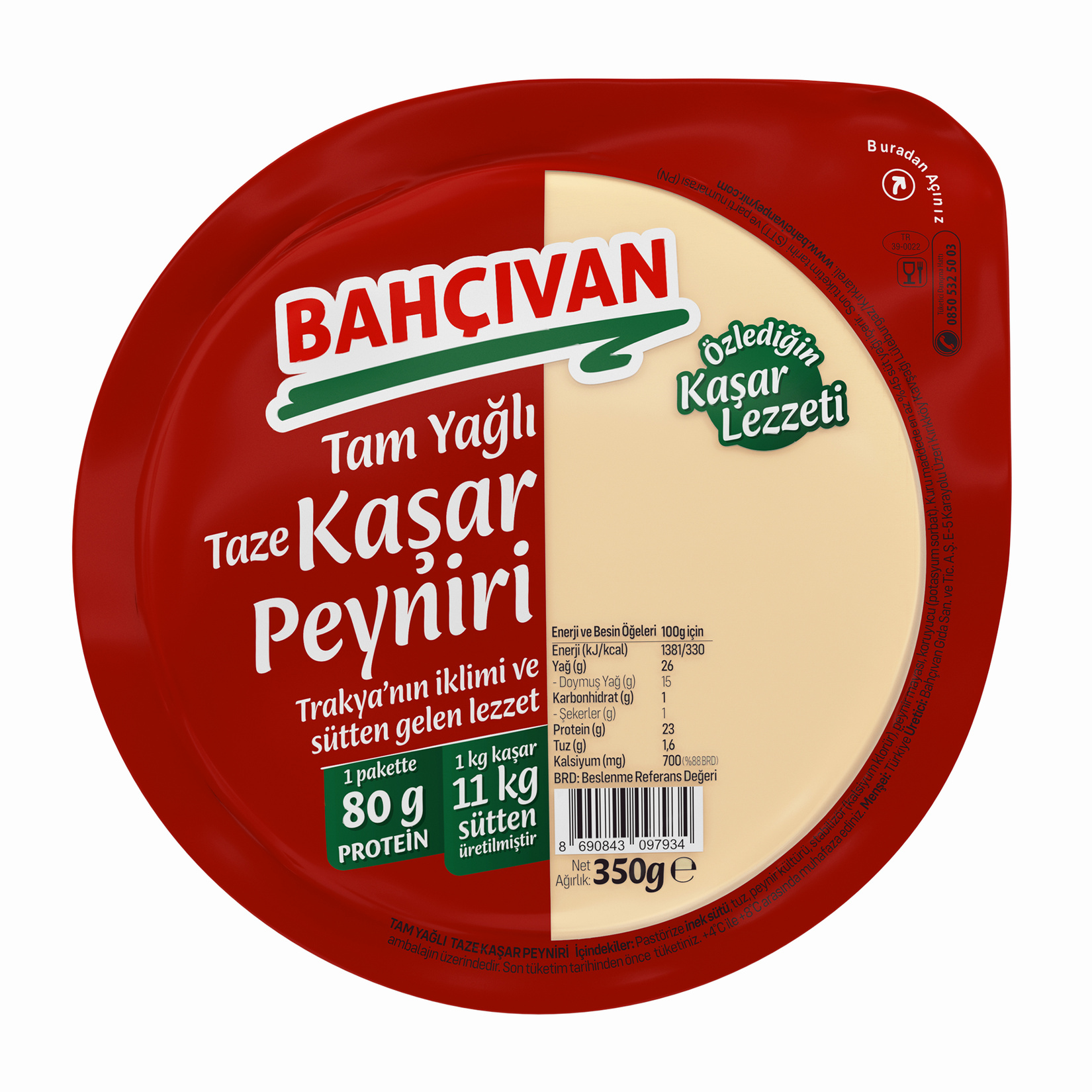 Bahçıvan Tam Yağlı Taze Kaşar Peyniri 350 G - Görsel 1